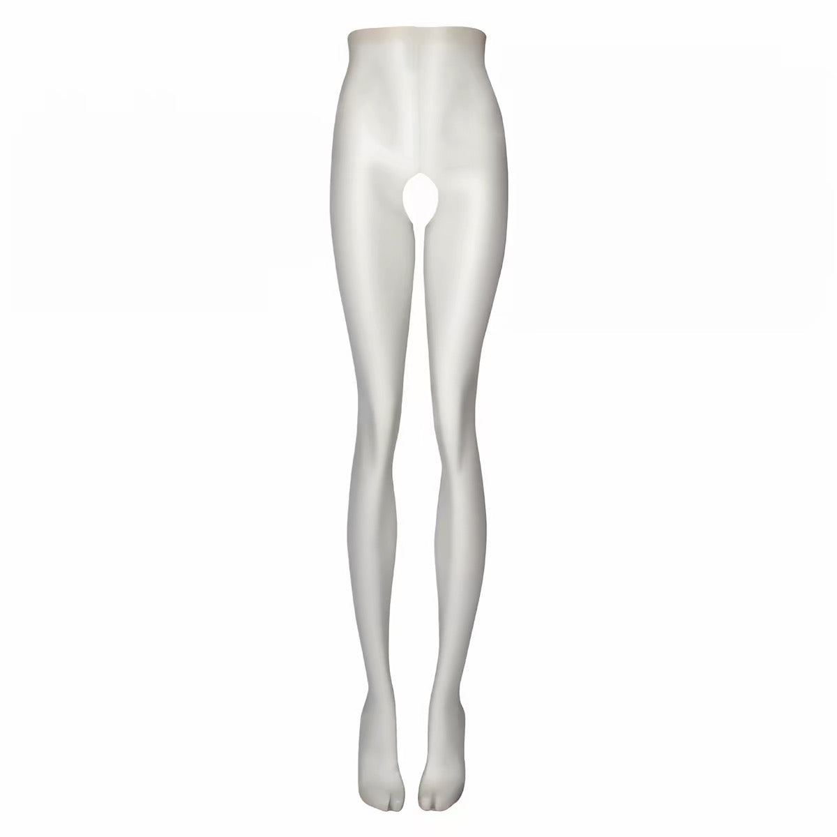 Ultra-Glossy 1D 400-Needle Open Crotch High-Waist Sheer Tights – Oil-Shine