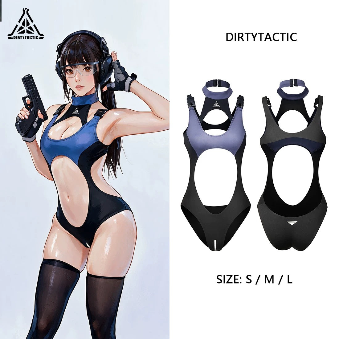 Tactical Cyberpunk Girl Racing Swimsuit Cutout One-Piece Spandex Cosplay Bodysuit