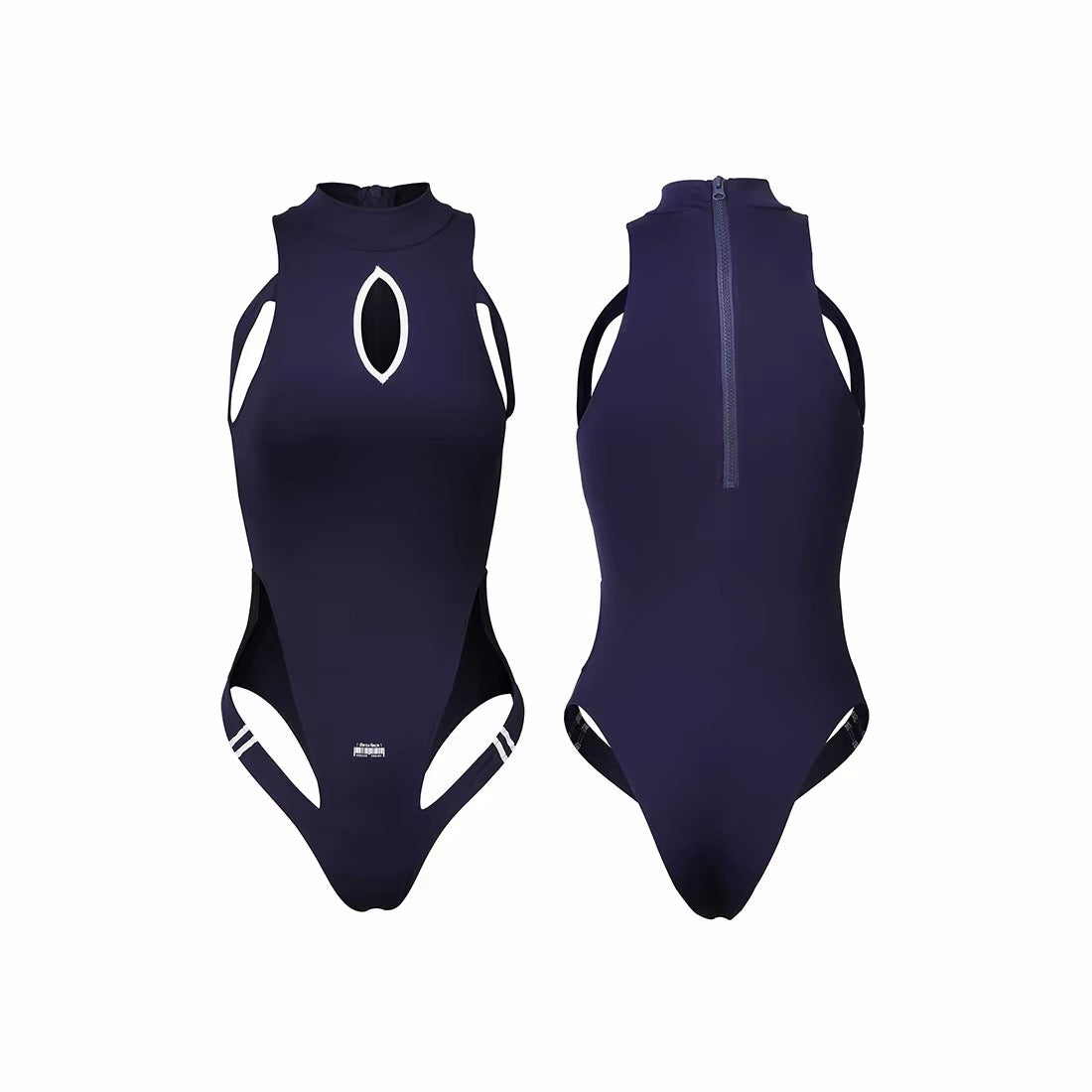 Anime-Inspired High-Cut One-Piece Swimsuit with Back Zipper & Bra Padding