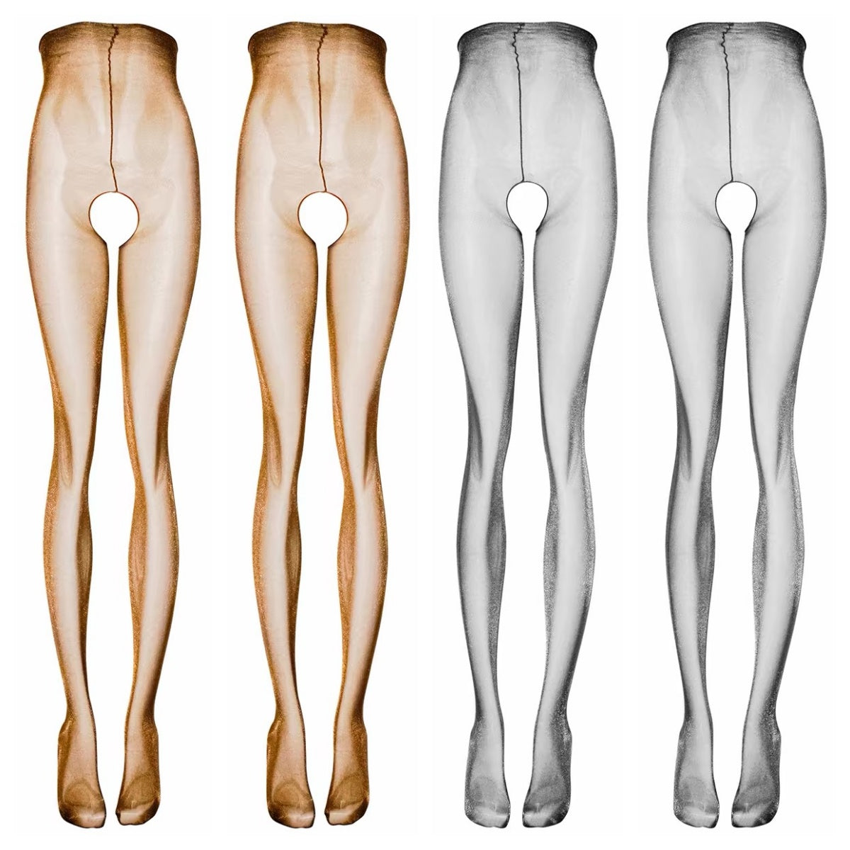 Starlight Shimmer 8D Oil Shine Pantyhose – High-Waist Open Crotch Glitter Tights