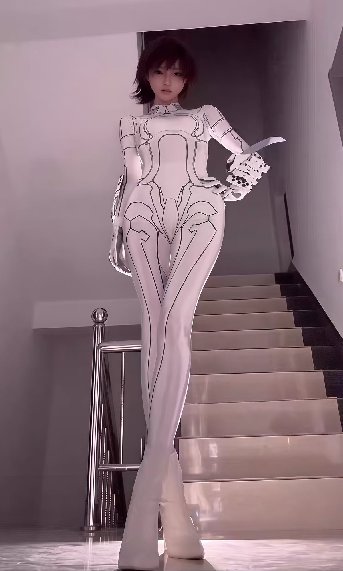CDDP Armed to Peace Sci-Fi Mecha Tactical Cosplay Bodysuit with Gloves