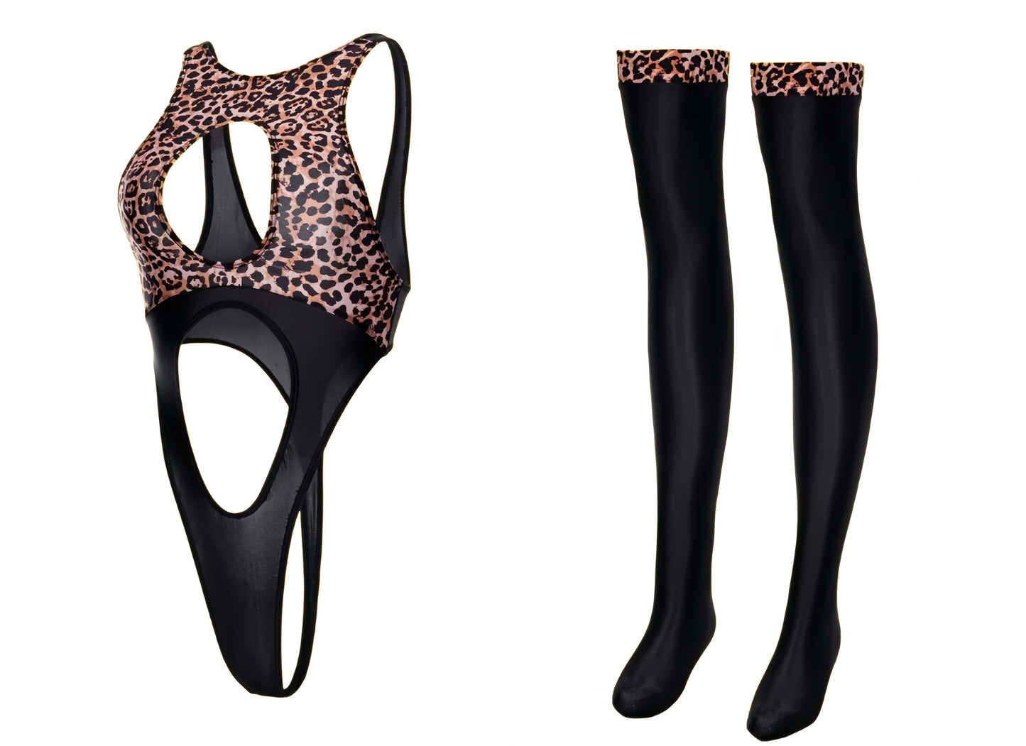 Wild Allure Cut-Out Bodysuit & Stocking Set