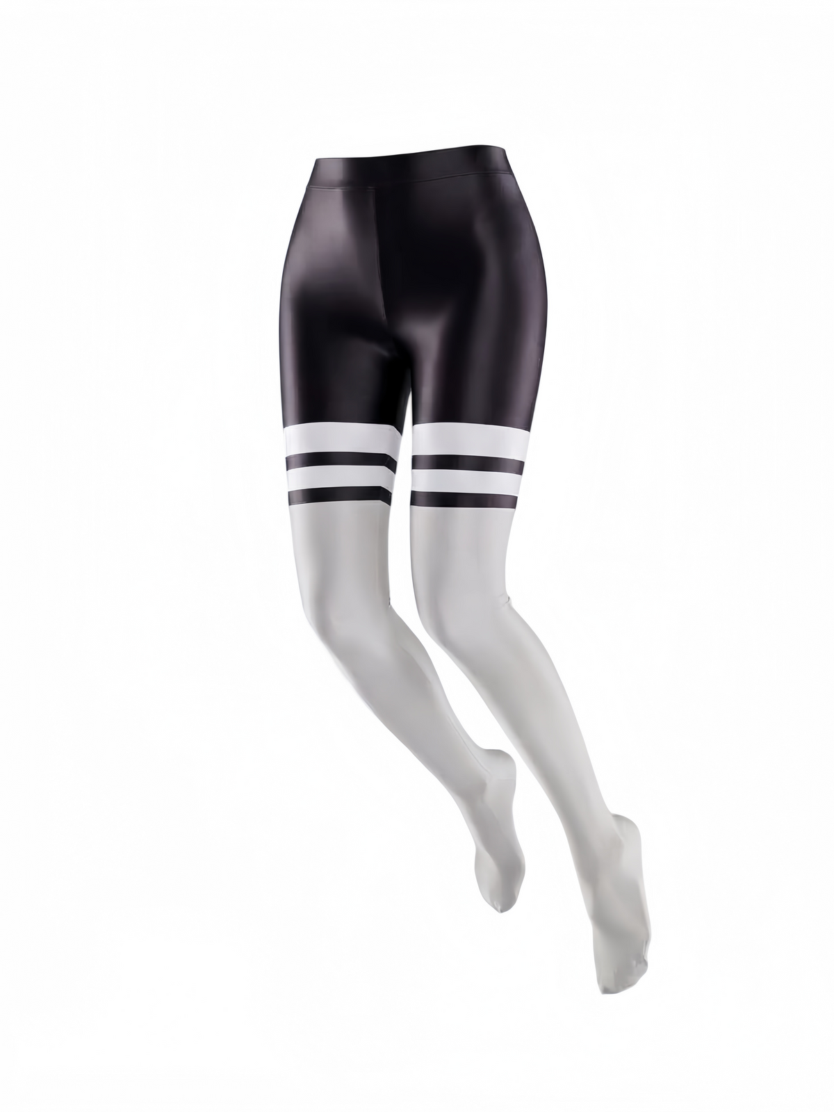 Glossy Two-Tone Athletic Leggings – High-Stretch Spandex Yoga & Cosplay Tights