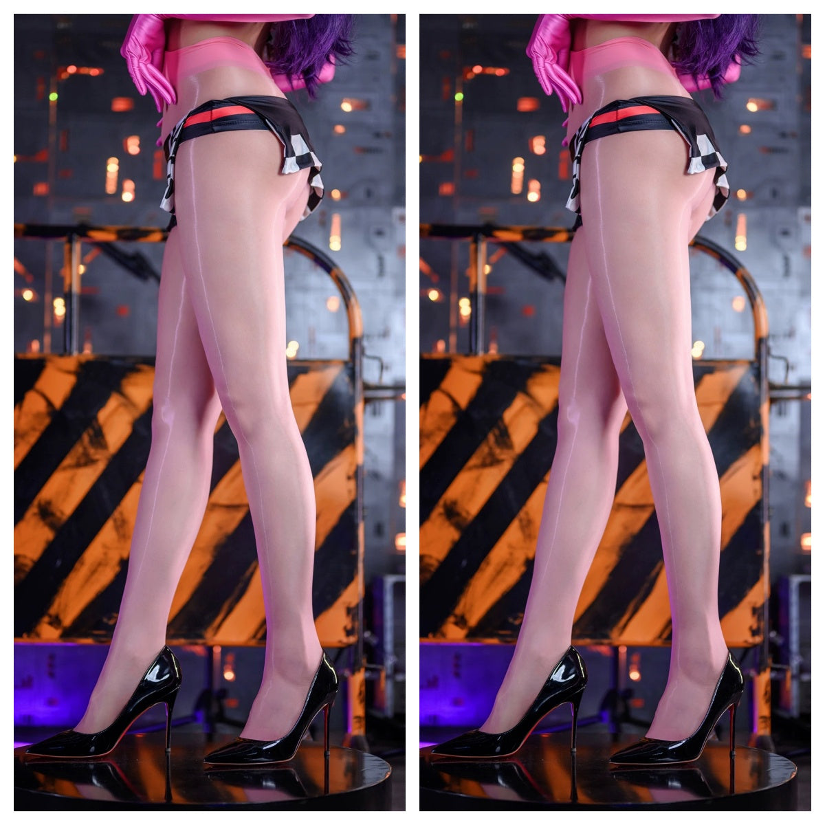 8D Oil Shine Glossy Pantyhose - High-Stretch Sheer Tights with Wide Waistband