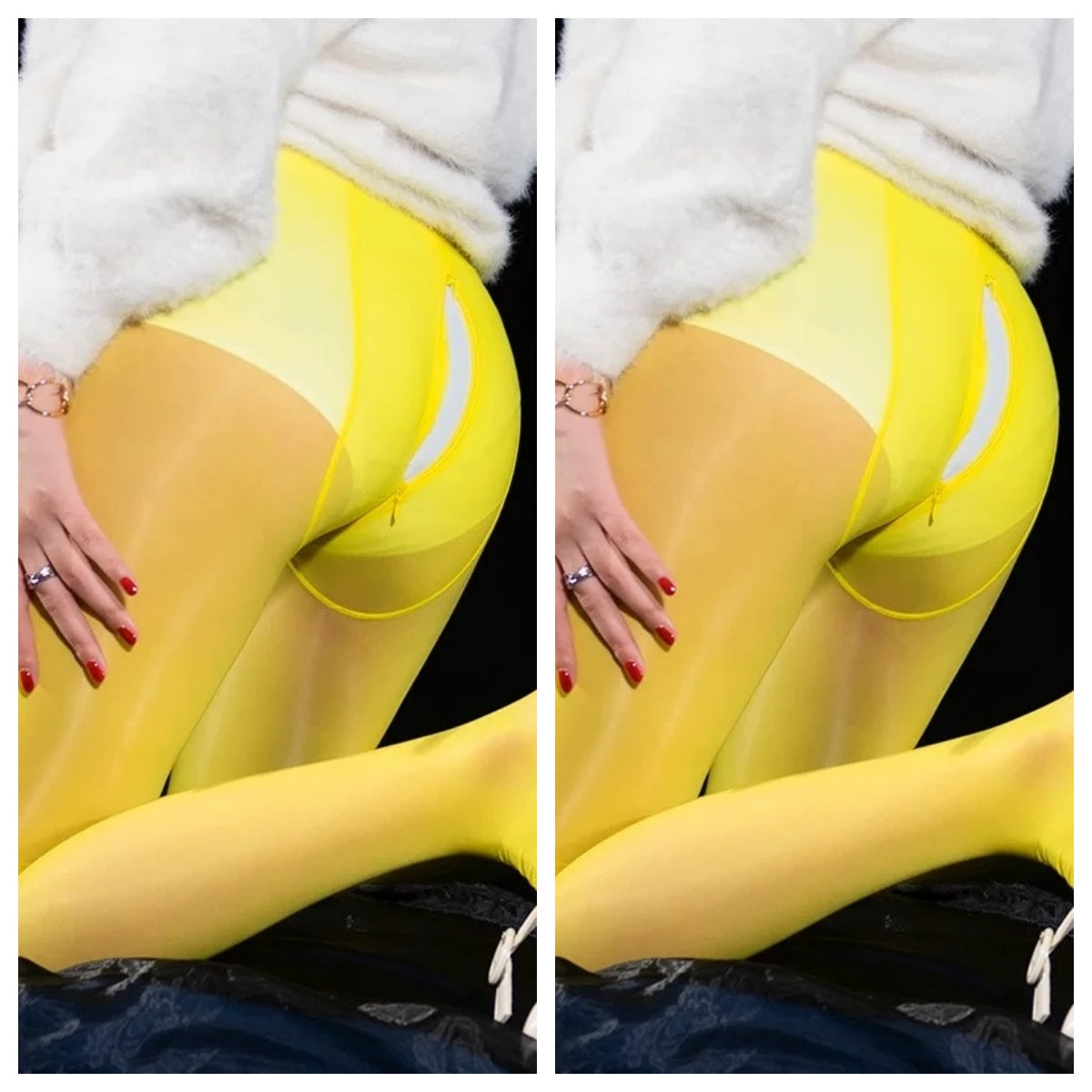 8D Oil Shine Pantyhose Tights with Double Zip