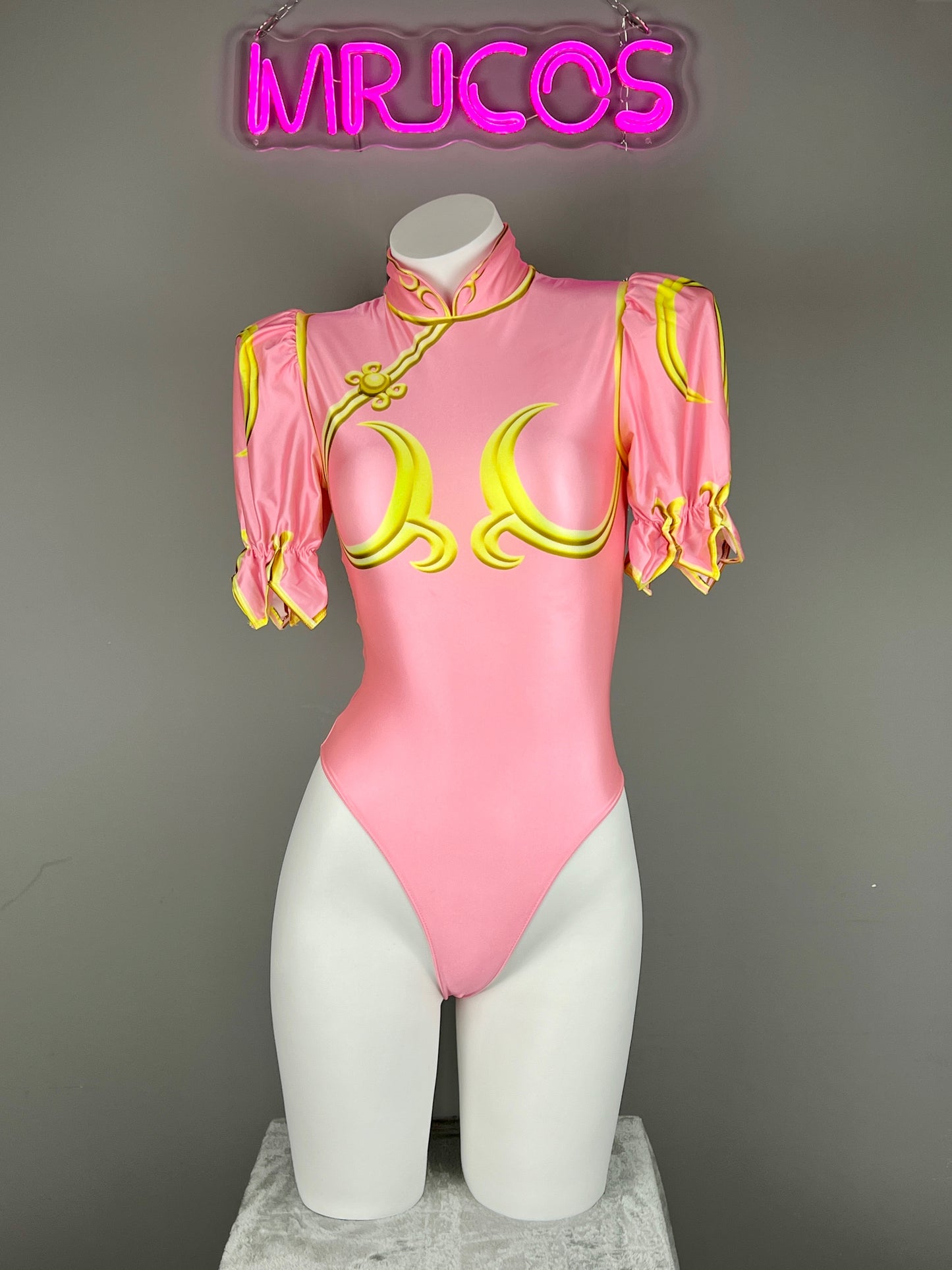 Chun Li Spandex Cosplay Halloween Costume Bodysuit Sexy Lingerie Open Crotch