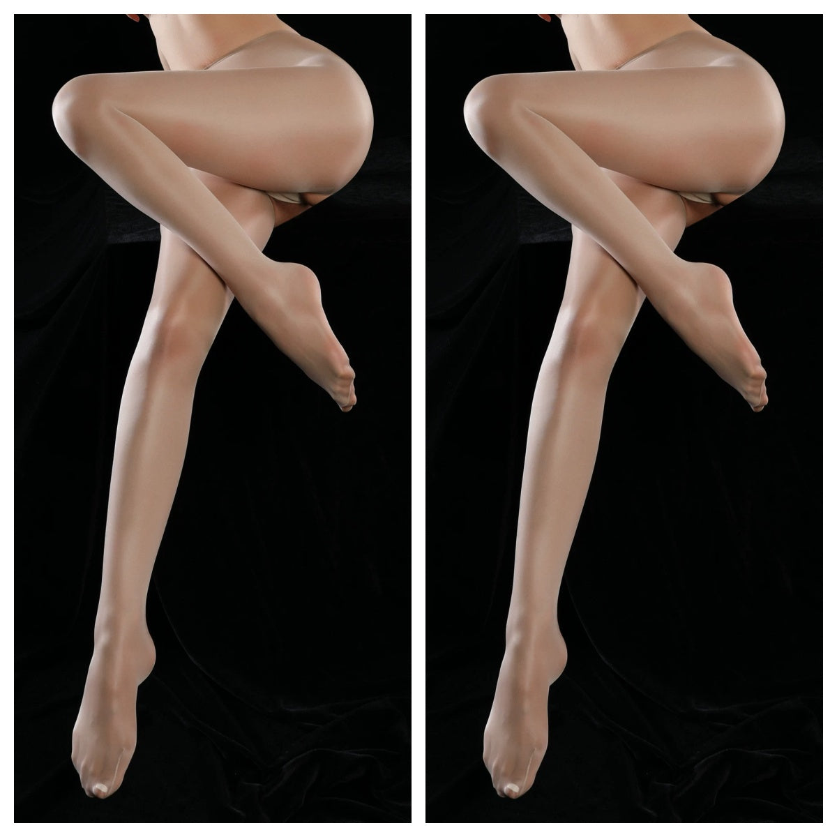 Lustrous Sheen 20D Crotchless Pantyhose | Thin Waistband & Sheer Toe Hosiery