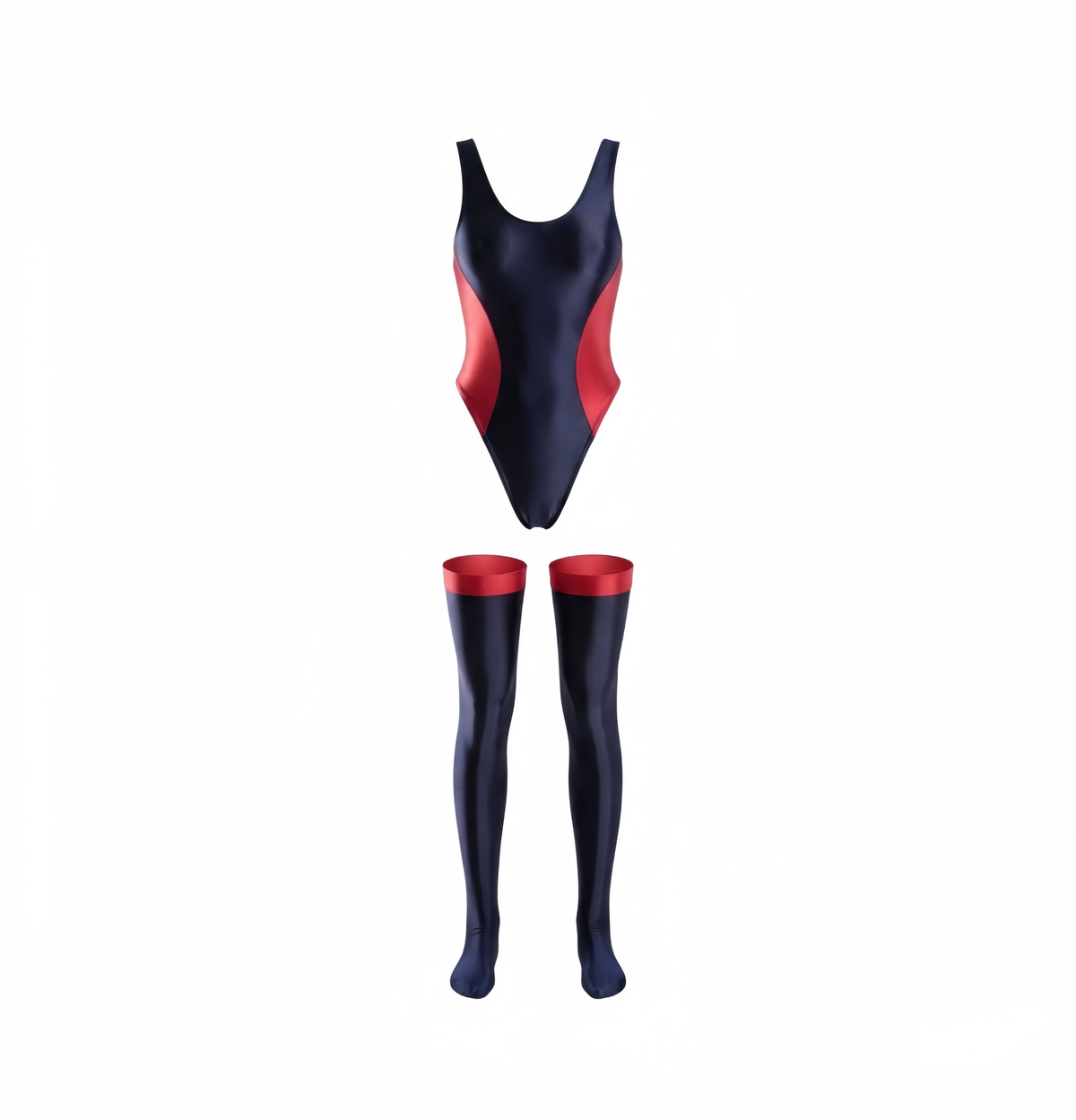 Sleek Contrast One-Piece Spandex & Nylon Swimsuit with Matching Footed Leggings 