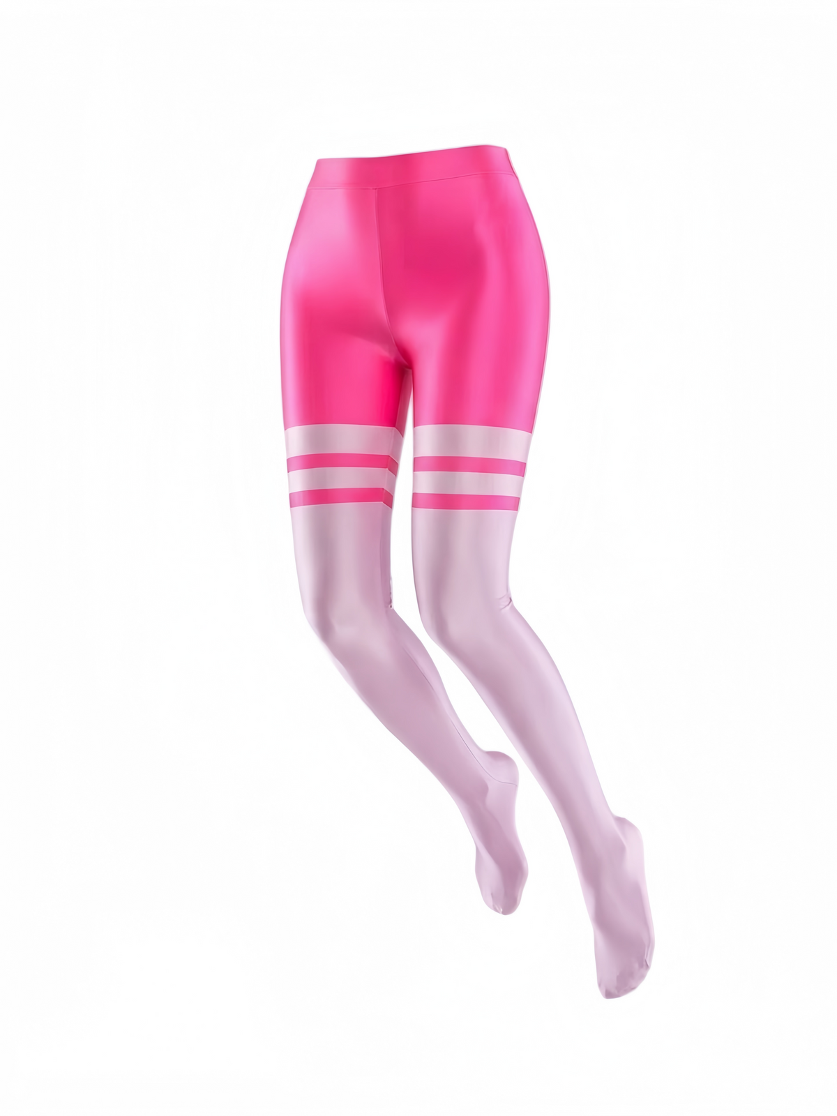 Glossy Two-Tone Athletic Leggings – High-Stretch Spandex Yoga & Cosplay Tights