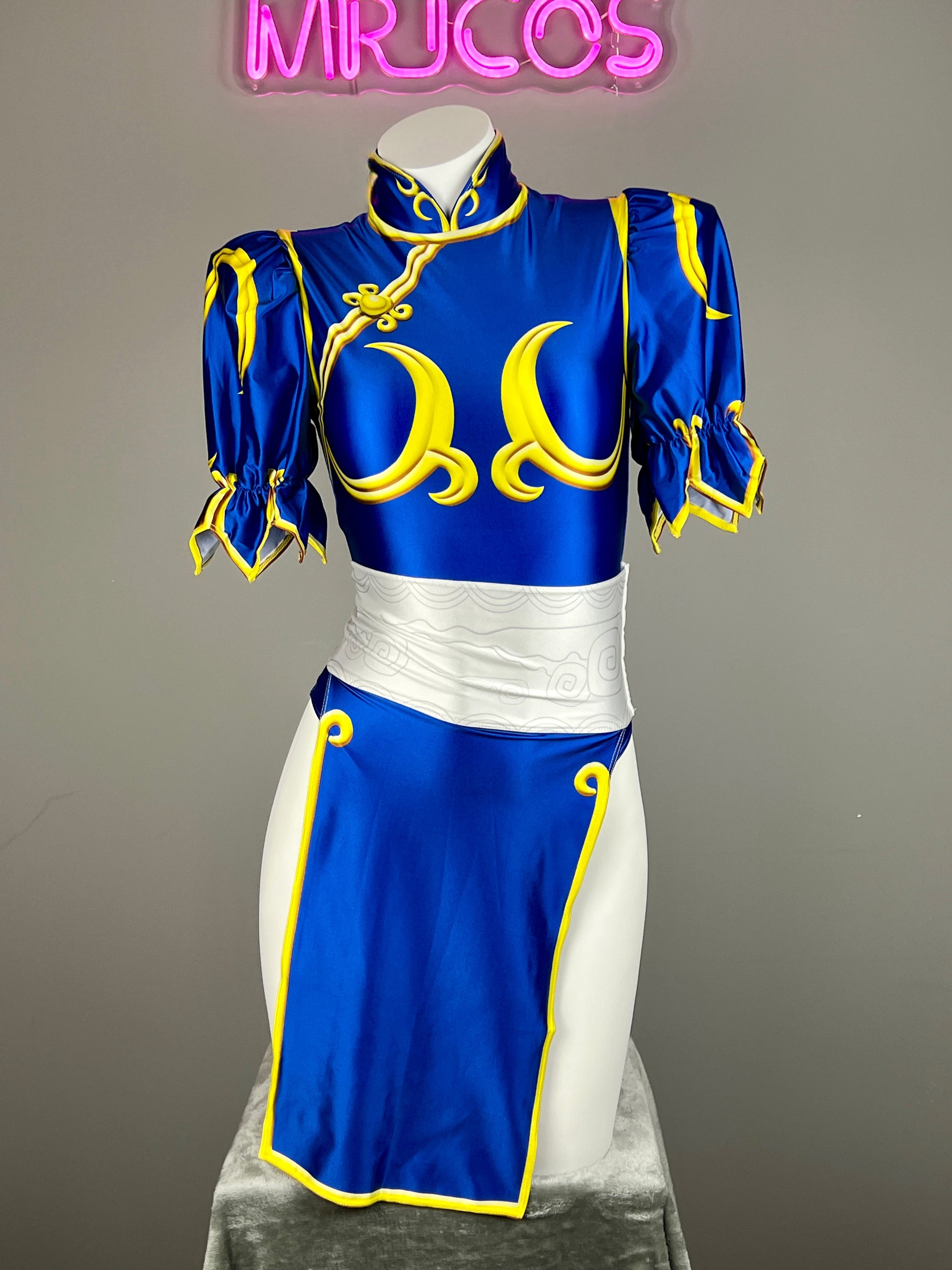 Chun Li Spandex Cosplay Halloween Costume Bodysuit Sexy Lingerie Open Crotch