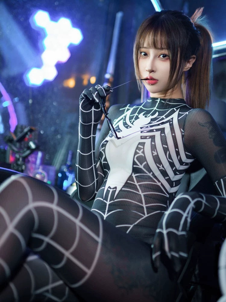 Super Hero Spider Sheer 10D Nylon Full Bodysuit Body Stocking Lingerie