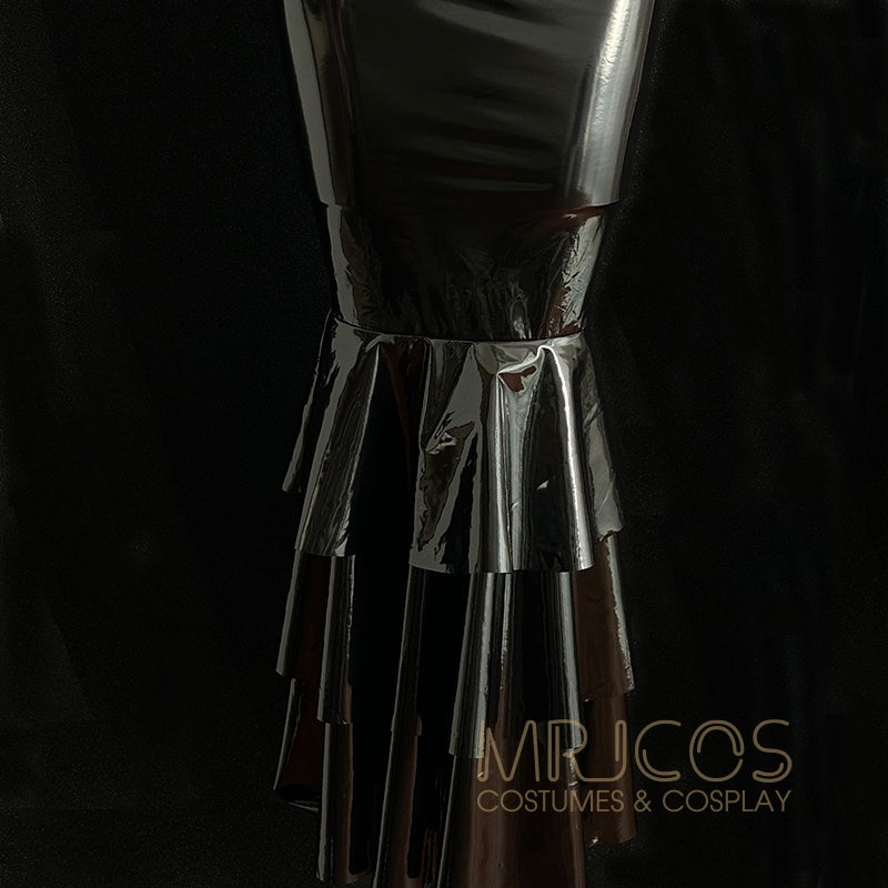 Seductive Black Patent Leather & Mesh Mermaid Lingerie Costume Set