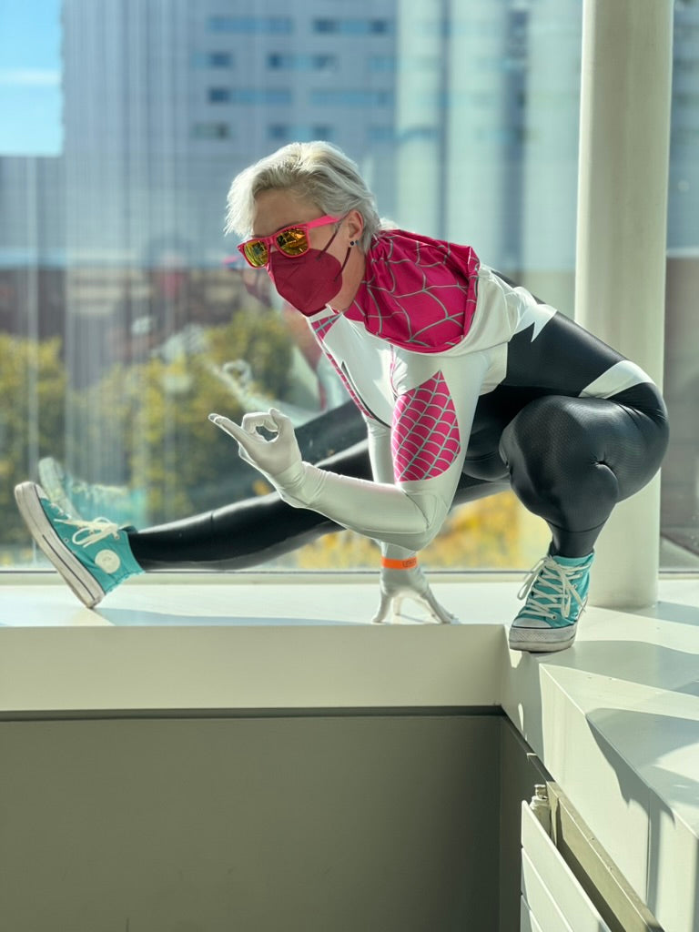 Spider-Gwen Cosplay Bodysuit | Ghost-Spider Hooded Zentai Suit