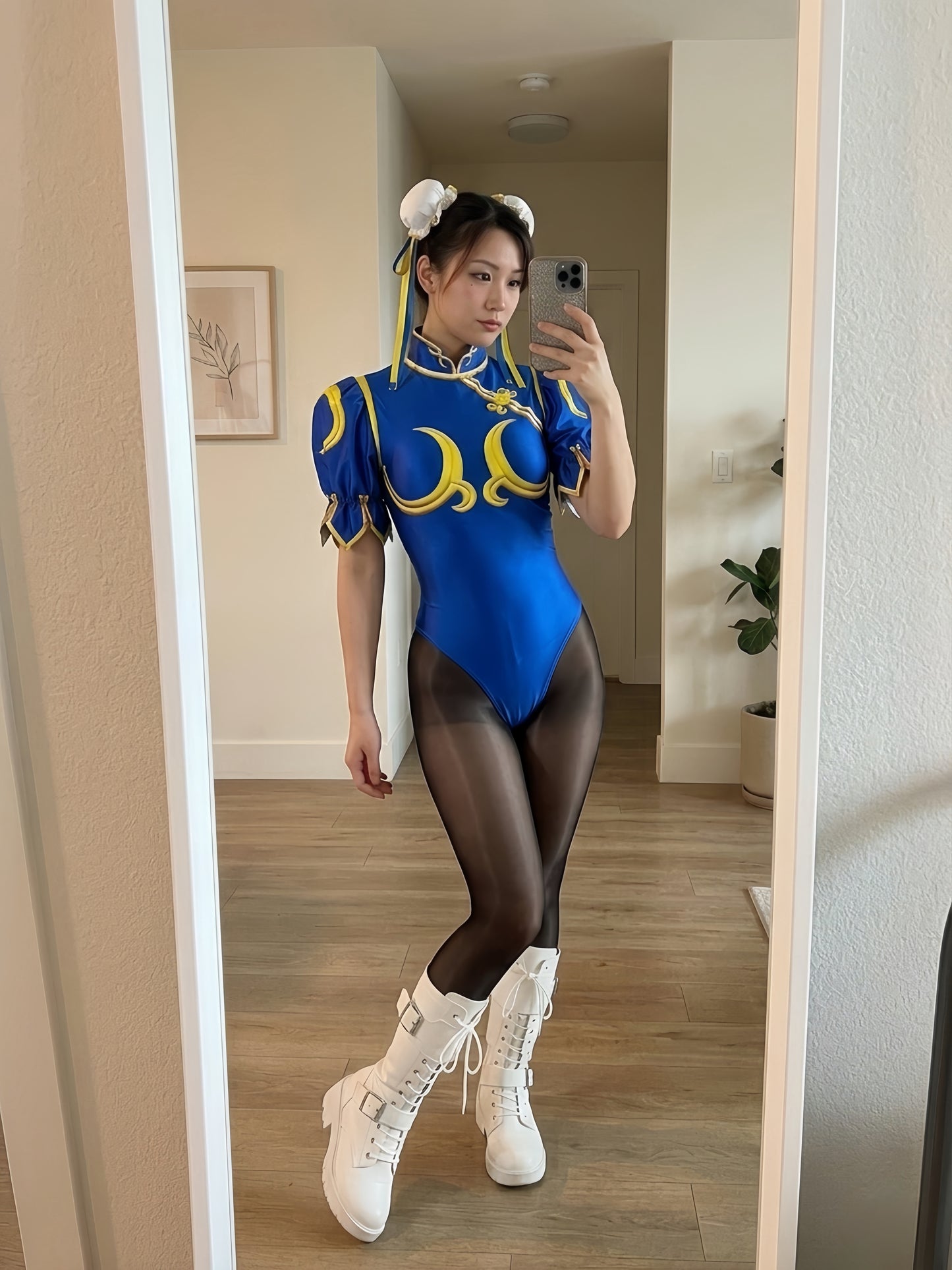 Super Hero Chun Li Spandex Cosplay Open Crotch Halloween Costume Bodysuit Sexy Lingerie