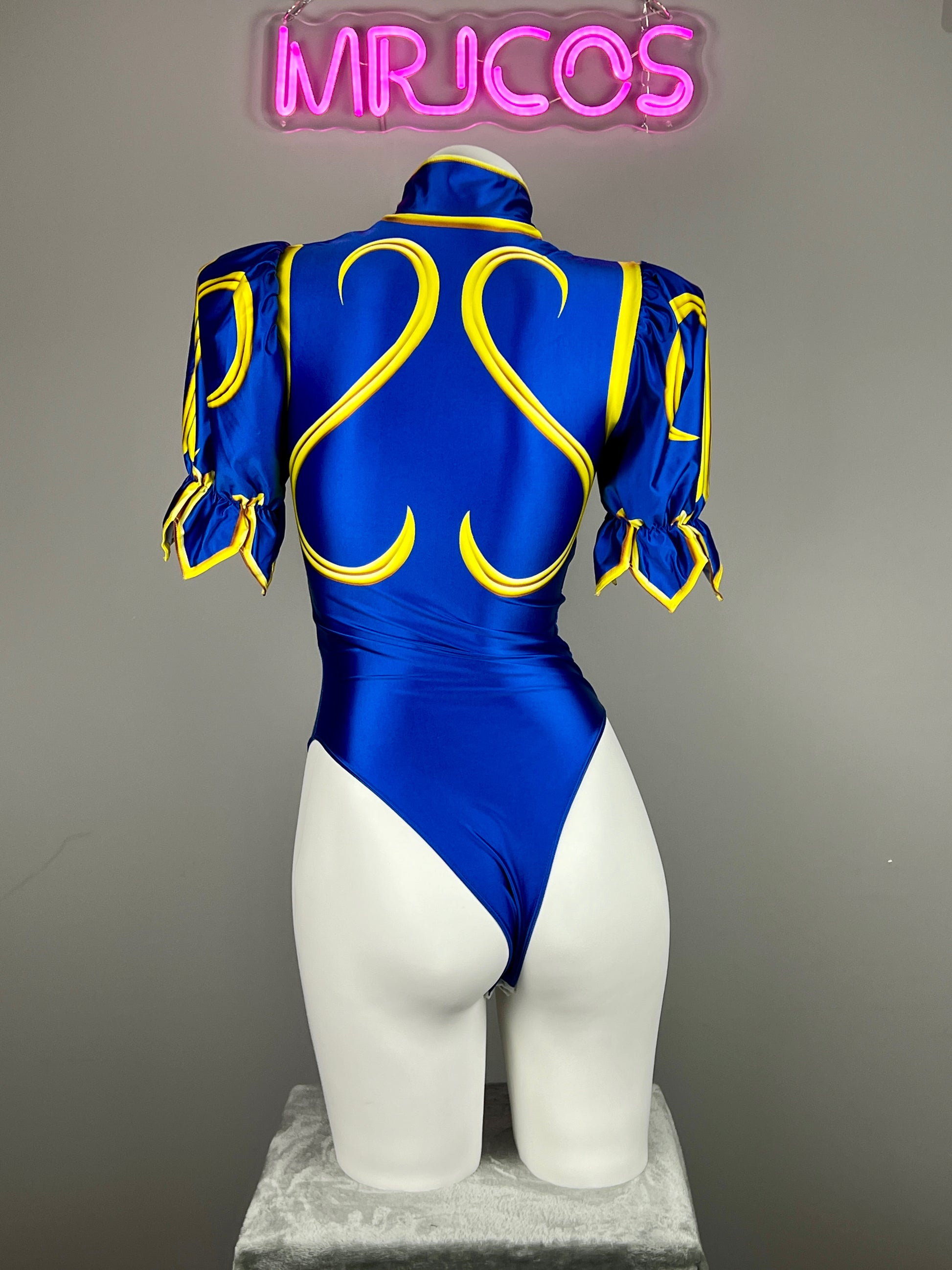 Chun Li Spandex Cosplay Halloween Costume Bodysuit Sexy Lingerie Open Crotch