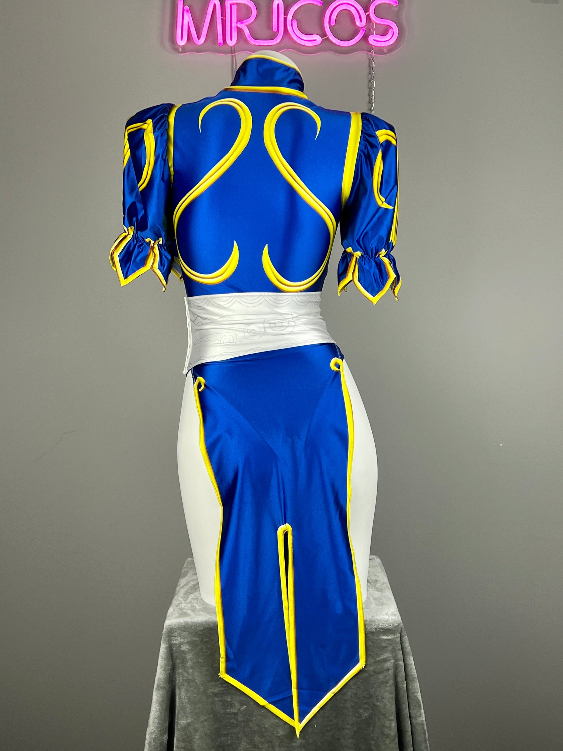 Chun Li Spandex Cosplay Halloween Costume Bodysuit Sexy Lingerie Open Crotch