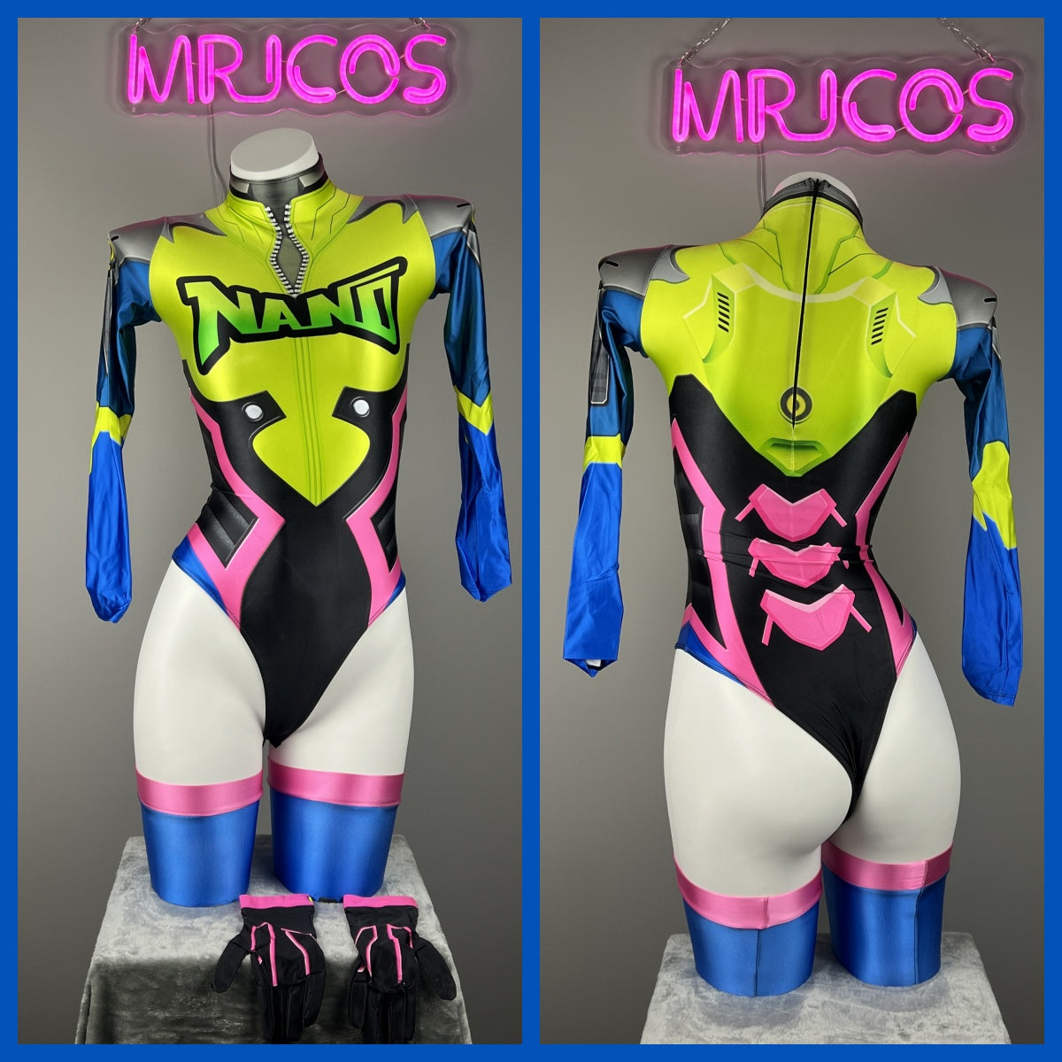Overwatch DVA Spandex Cosplay Open Crotch BodySuit Halloween Costume