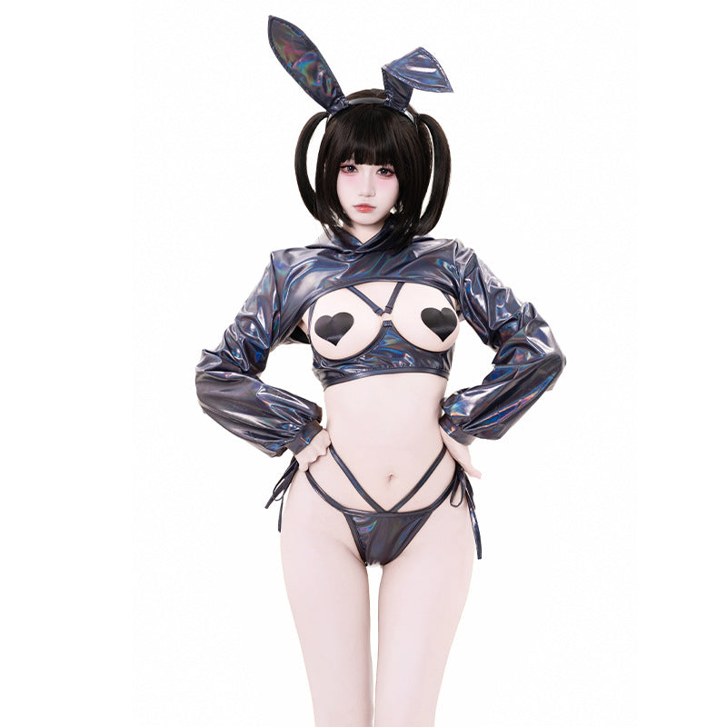 Anime Bunny Girl Style Neo Chrome Spandex Swimwear Sexy Bikini Cosplay Lingerie
