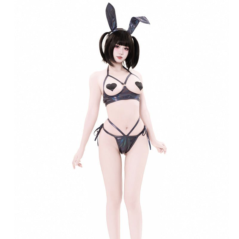 Anime Bunny Girl Style Neo Chrome Spandex Swimwear Sexy Bikini Cosplay Lingerie