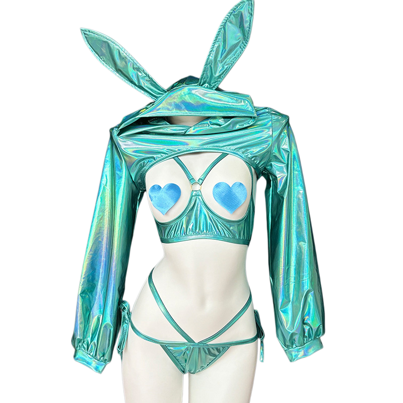 Anime Bunny Girl Style Neo Chrome Spandex Swimwear Sexy Bikini Cosplay Lingerie