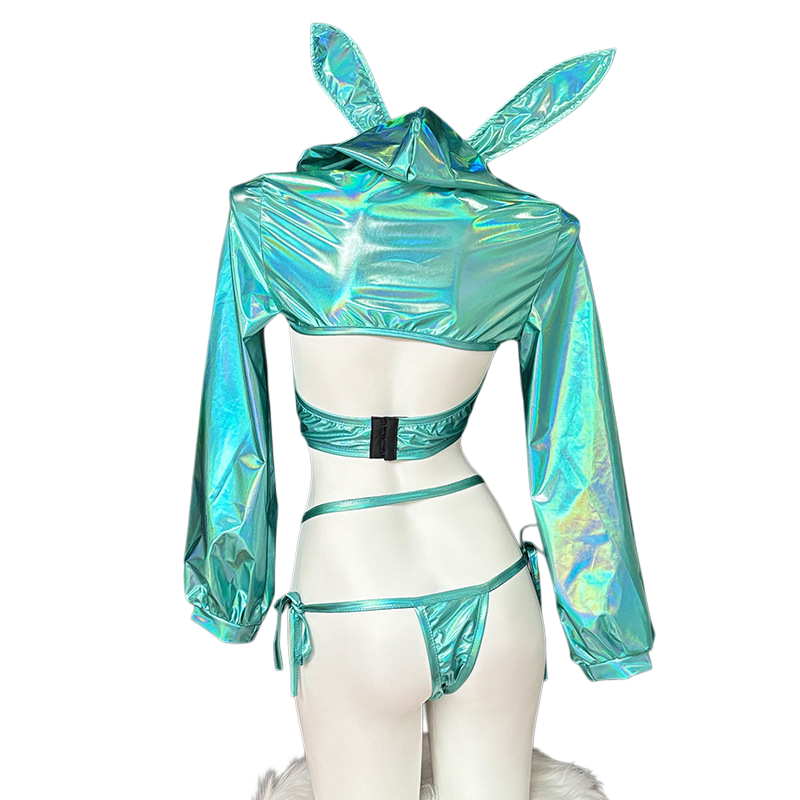 Anime Bunny Girl Style Neo Chrome Spandex Swimwear Sexy Bikini Cosplay Lingerie