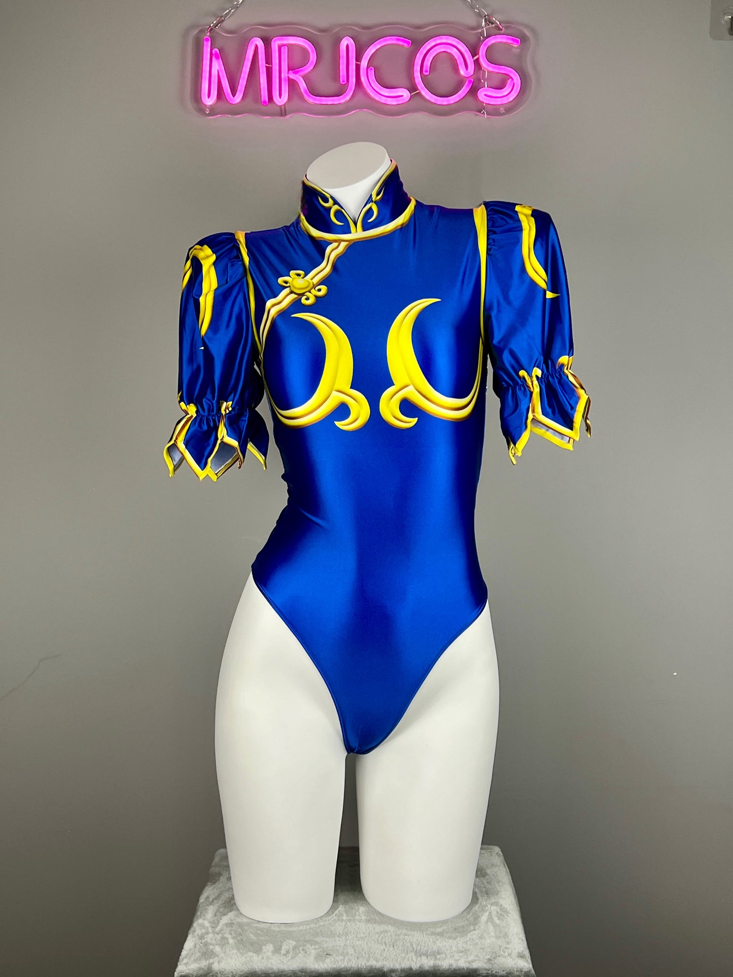 Chun Li Spandex Cosplay Halloween Costume Bodysuit Sexy Lingerie Open Crotch