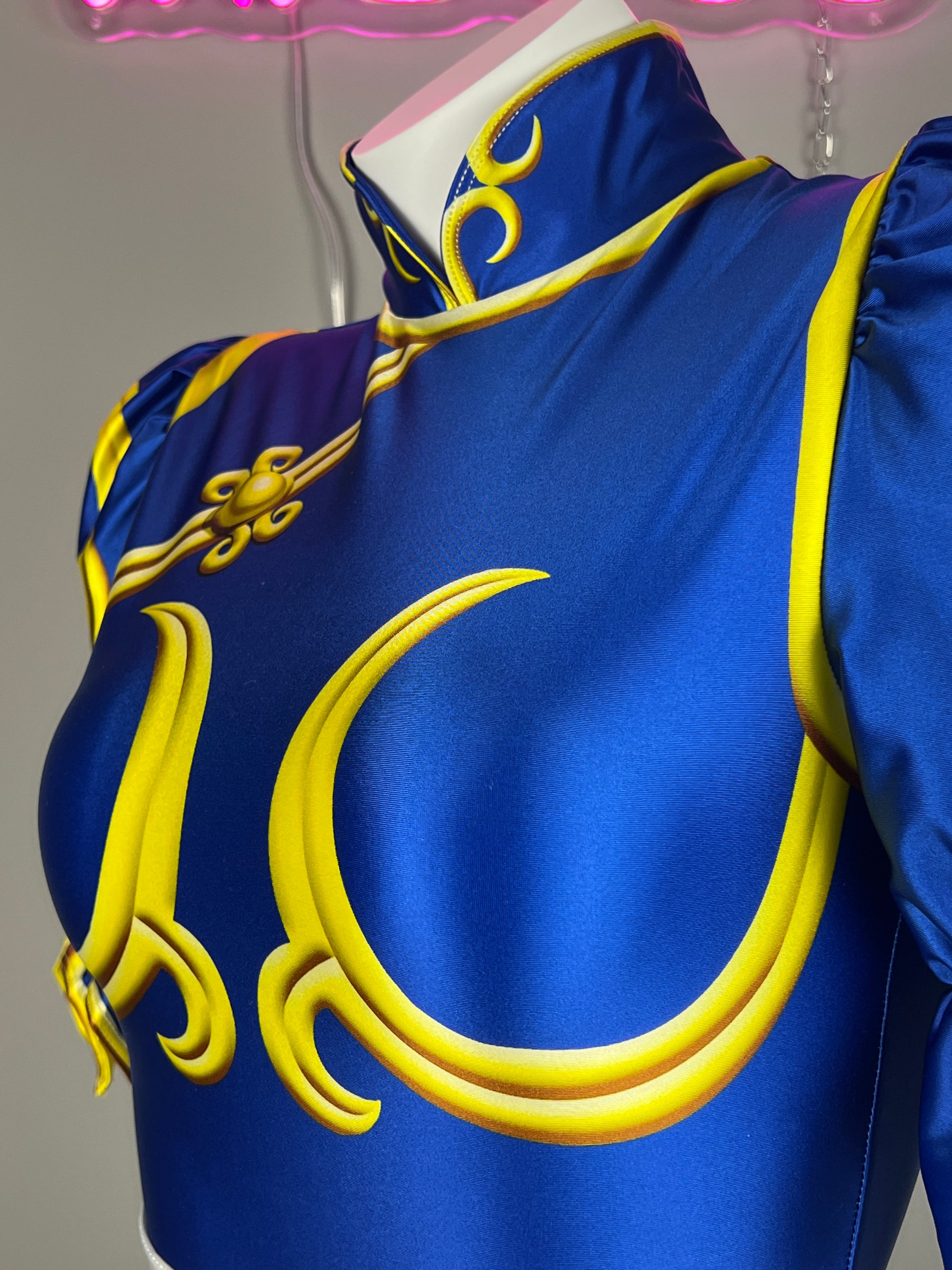 Chun Li Spandex Cosplay Halloween Costume Bodysuit Sexy Lingerie Open Crotch