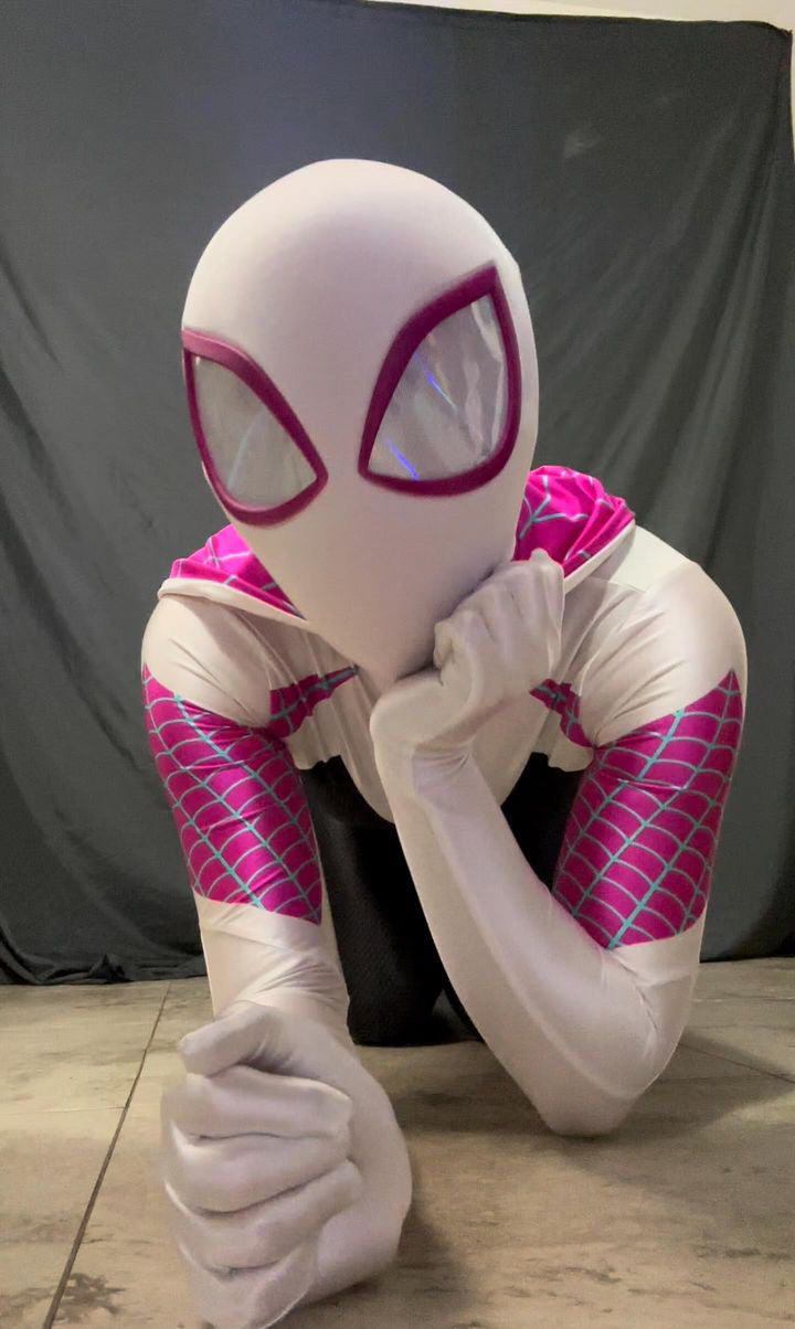 Spider-Gwen Cosplay Bodysuit | Ghost-Spider Hooded Zentai Suit