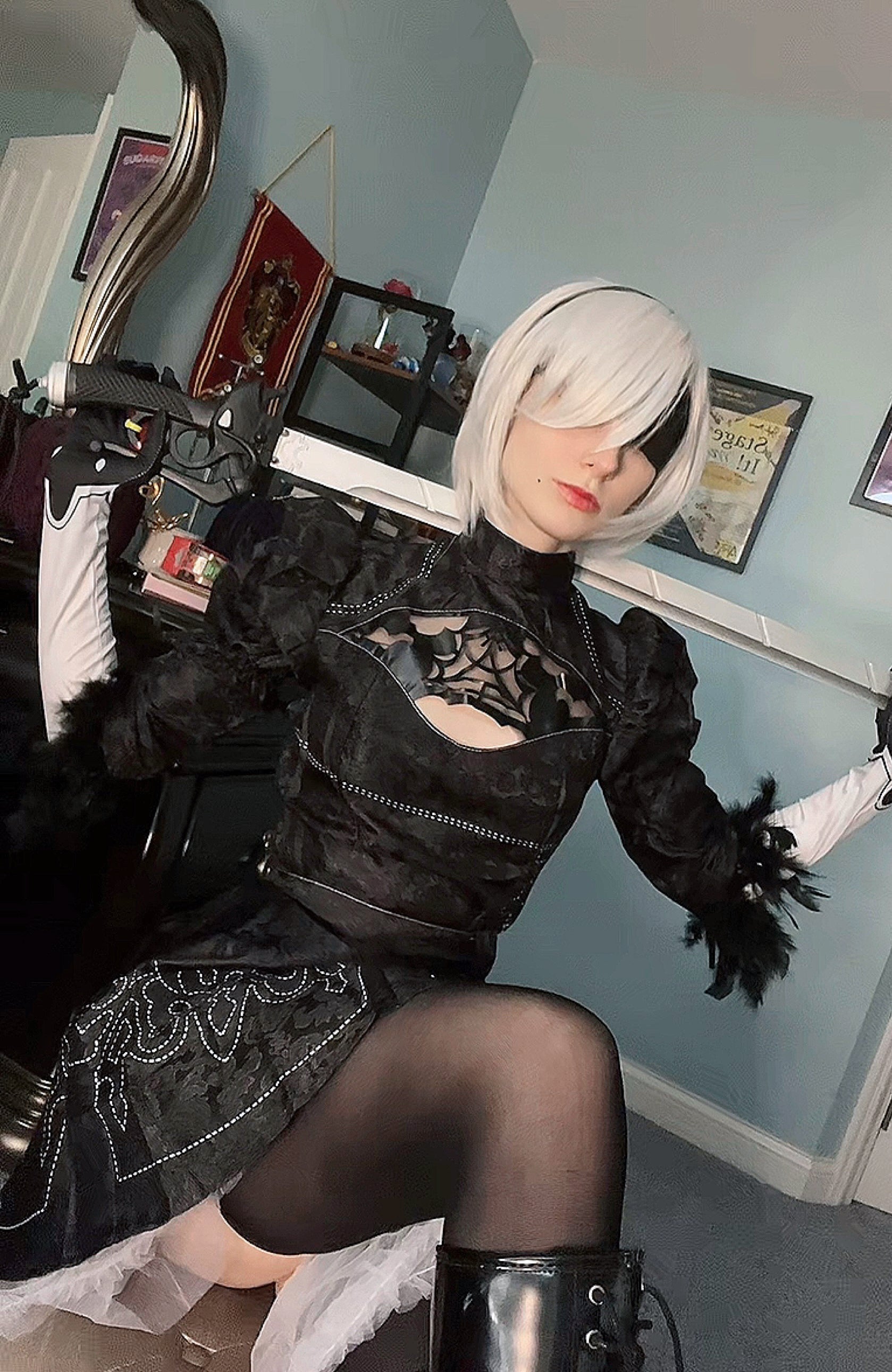 Nier Automata 2B Cosplay Dress Halloween Costume Set