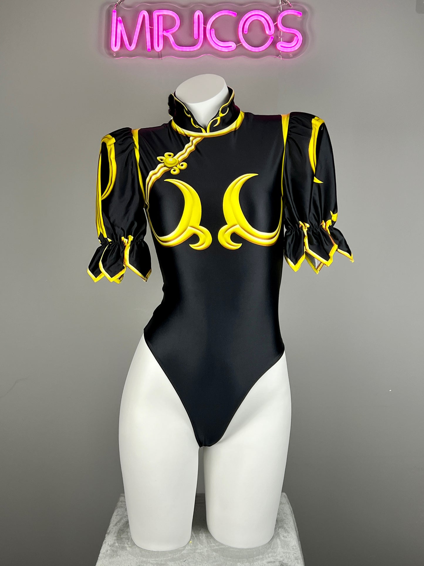 Chun Li Spandex Cosplay Halloween Costume Bodysuit Sexy Lingerie Open Crotch