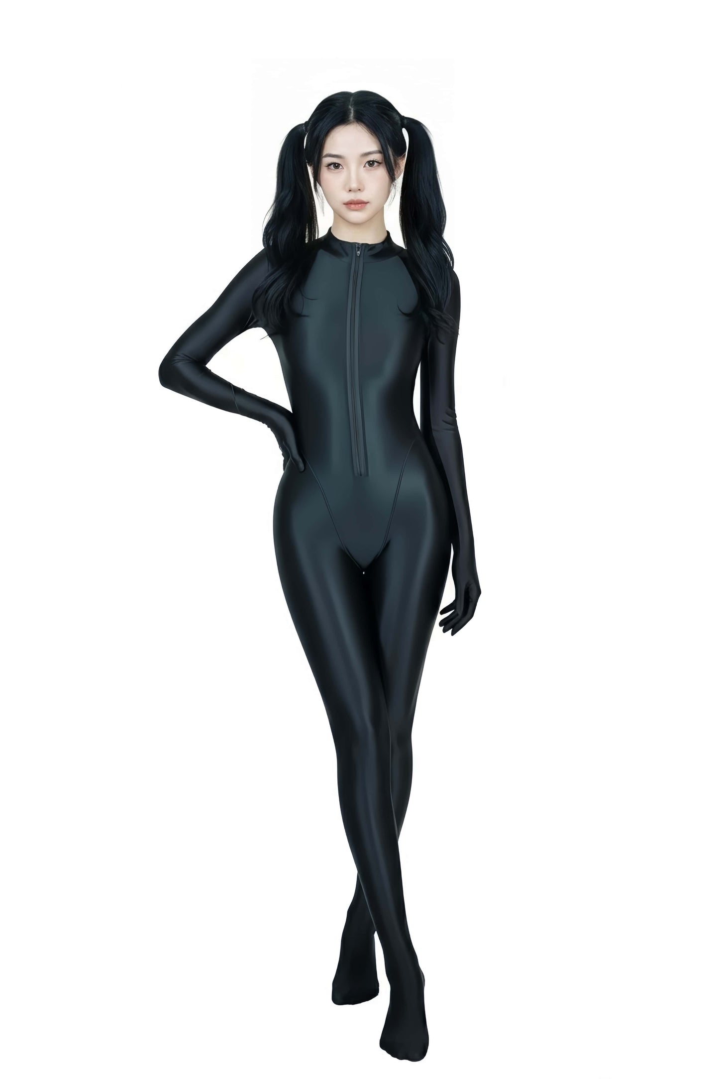 Premium High-Gloss Zentai Performance Suit – Full Coverage with Crotch Zipper