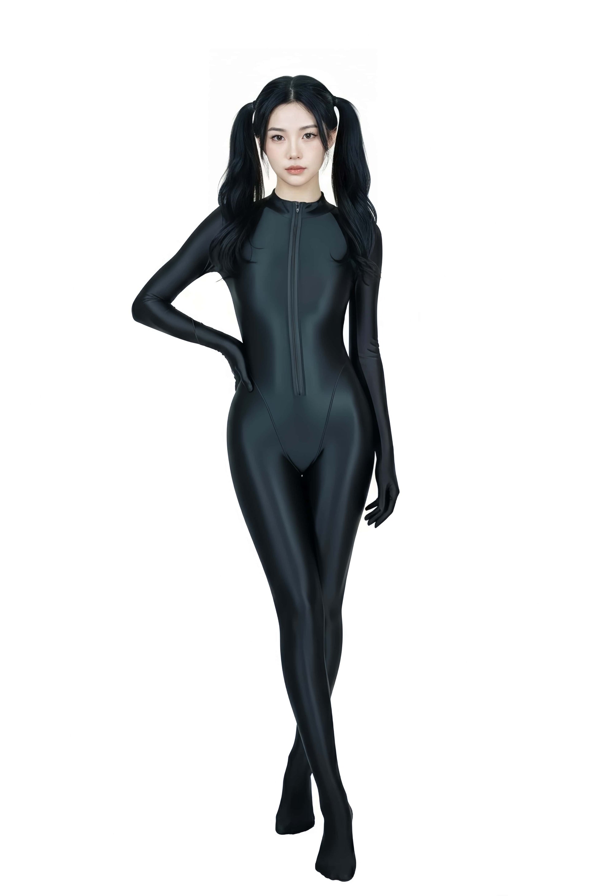 Premium High-Gloss Zentai Performance Suit – Full Coverage with Crotch Zipper