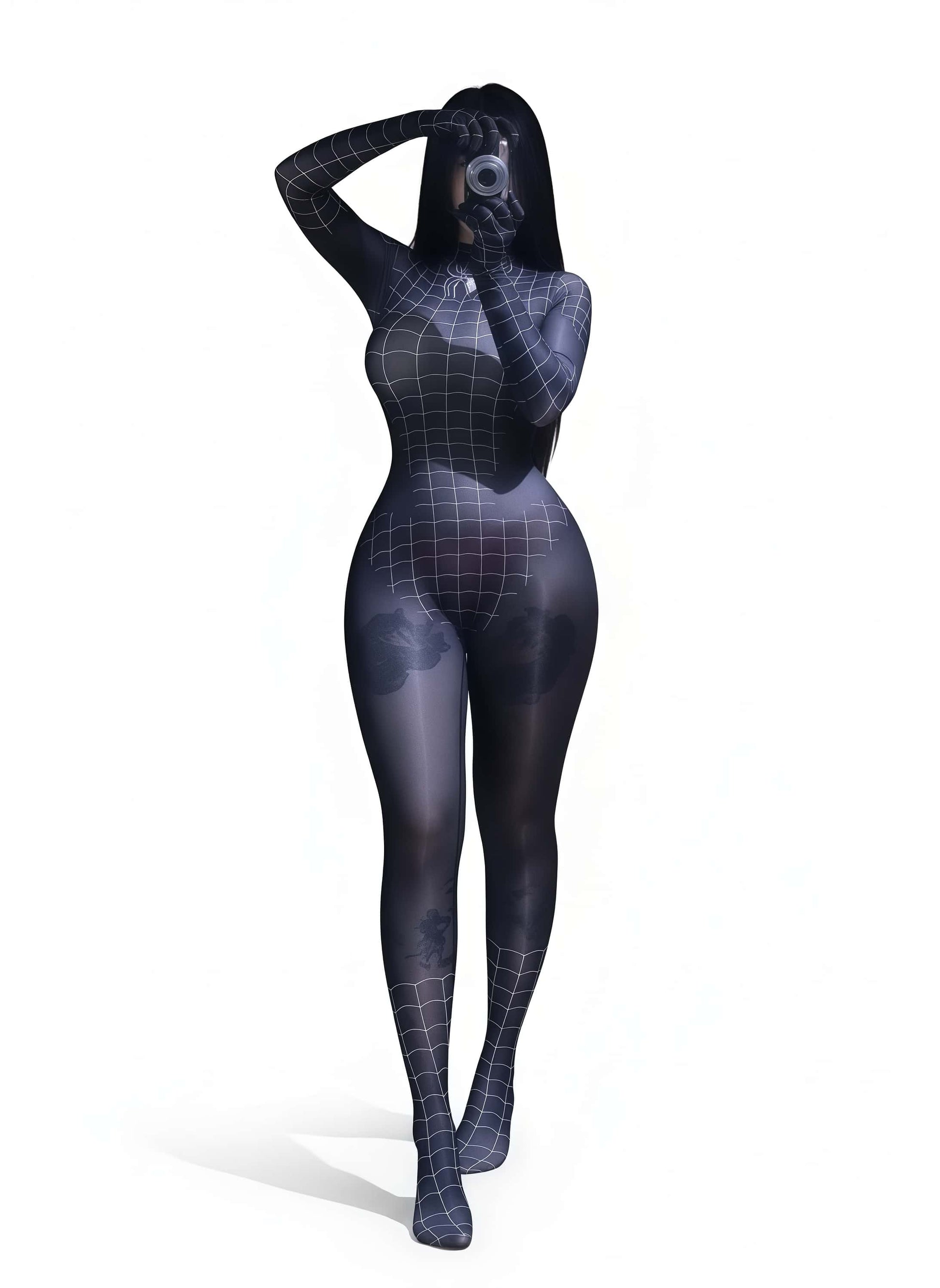 Super Hero Spider Sheer 10D Nylon Full Bodysuit Body Stocking Lingerie