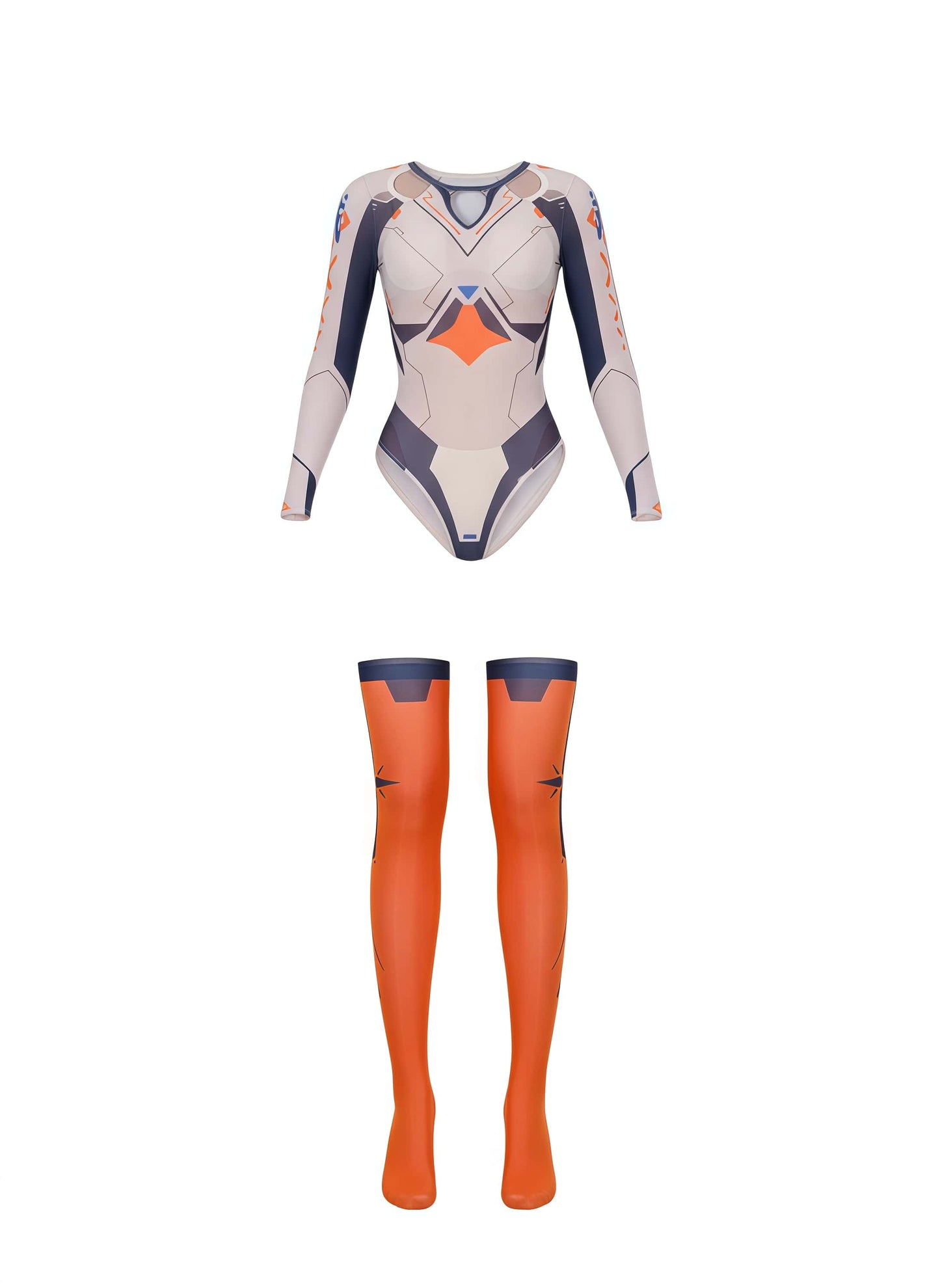 Anime Cyber Style Sheer 10D Nylon Open Crotch Spandex Bodysuit Lingerie Set