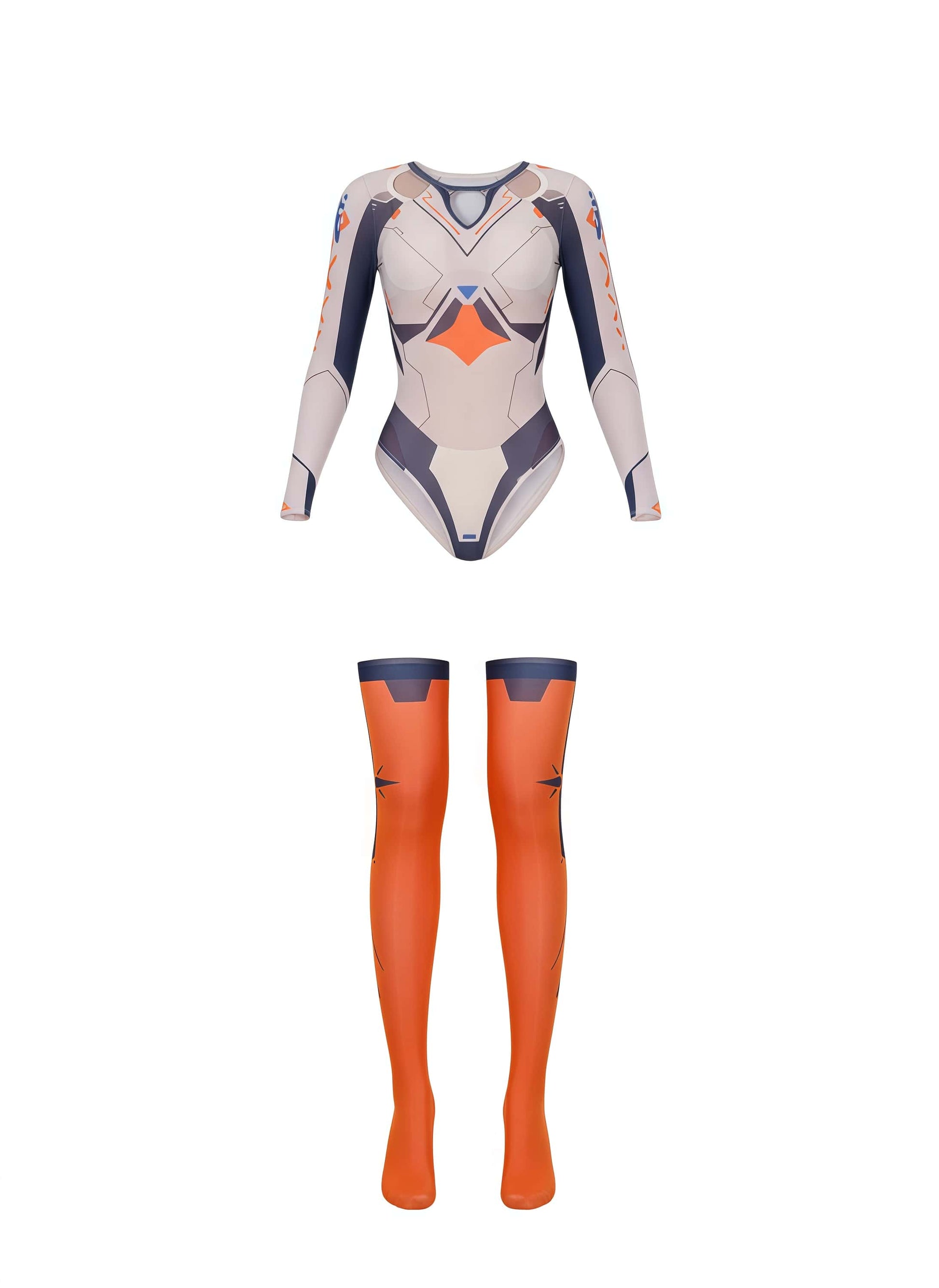 Anime Cyber Style Sheer 10D Nylon Open Crotch Spandex Bodysuit Lingerie Set