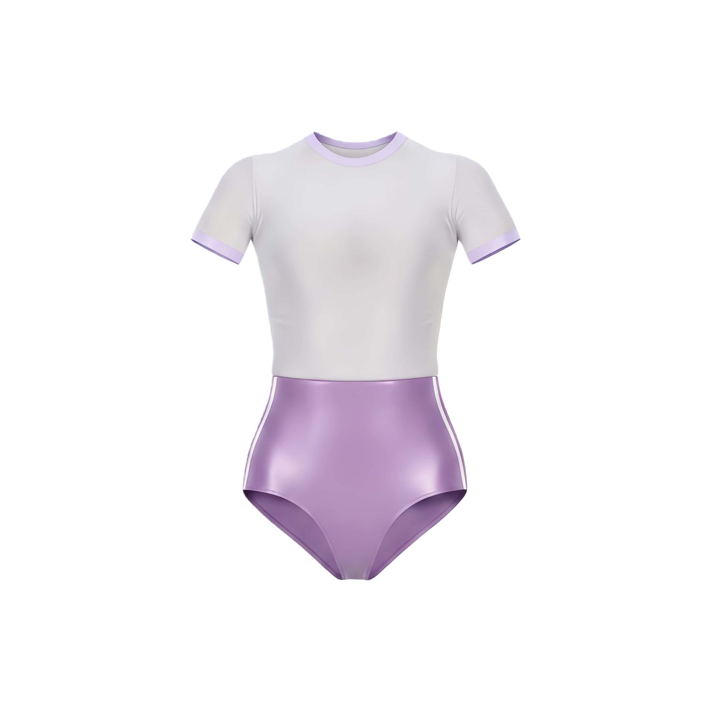 White and purple swimsuit on a white background