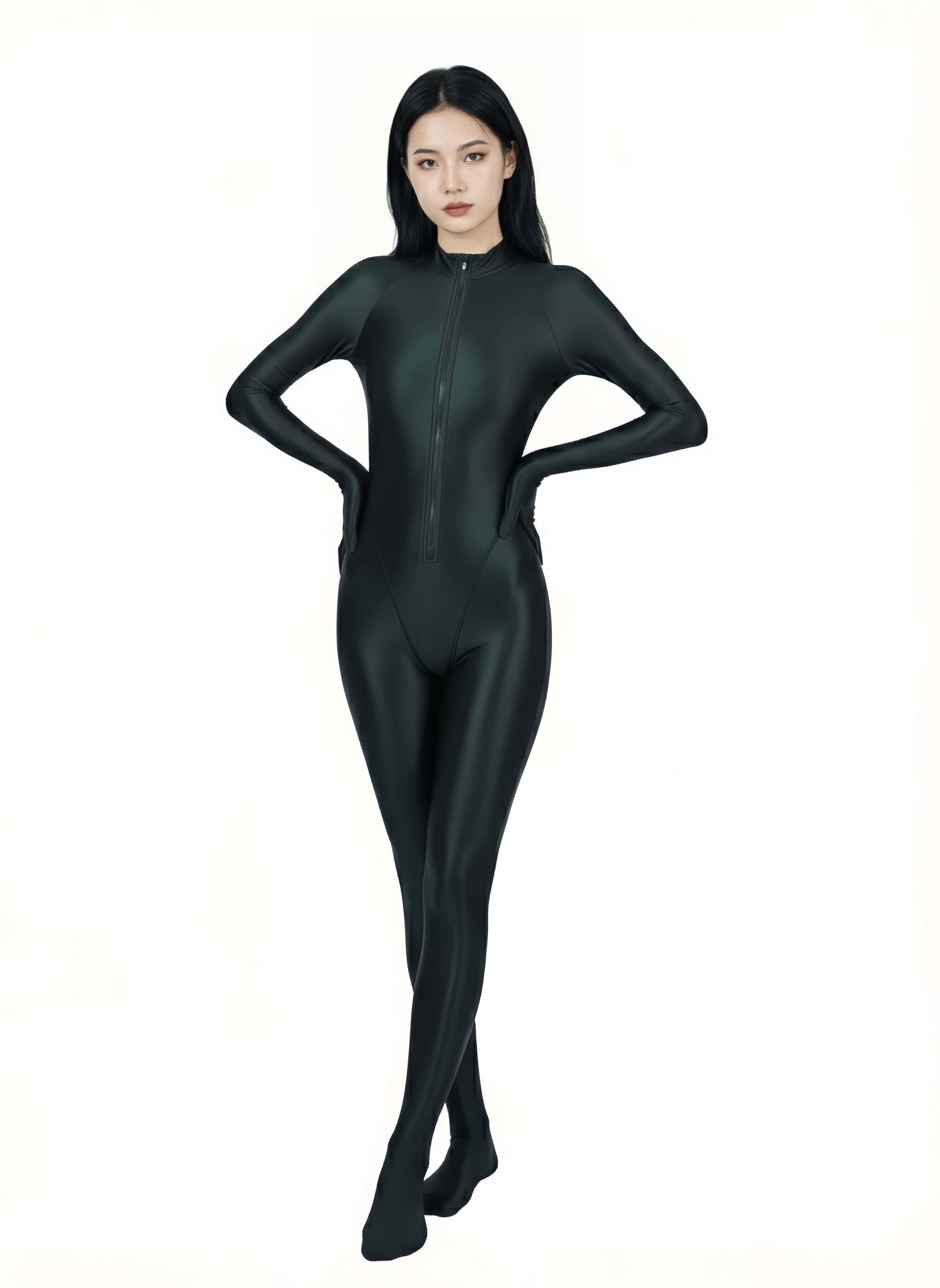 Premium High-Gloss Zentai Performance Suit – Full Coverage with Crotch Zipper