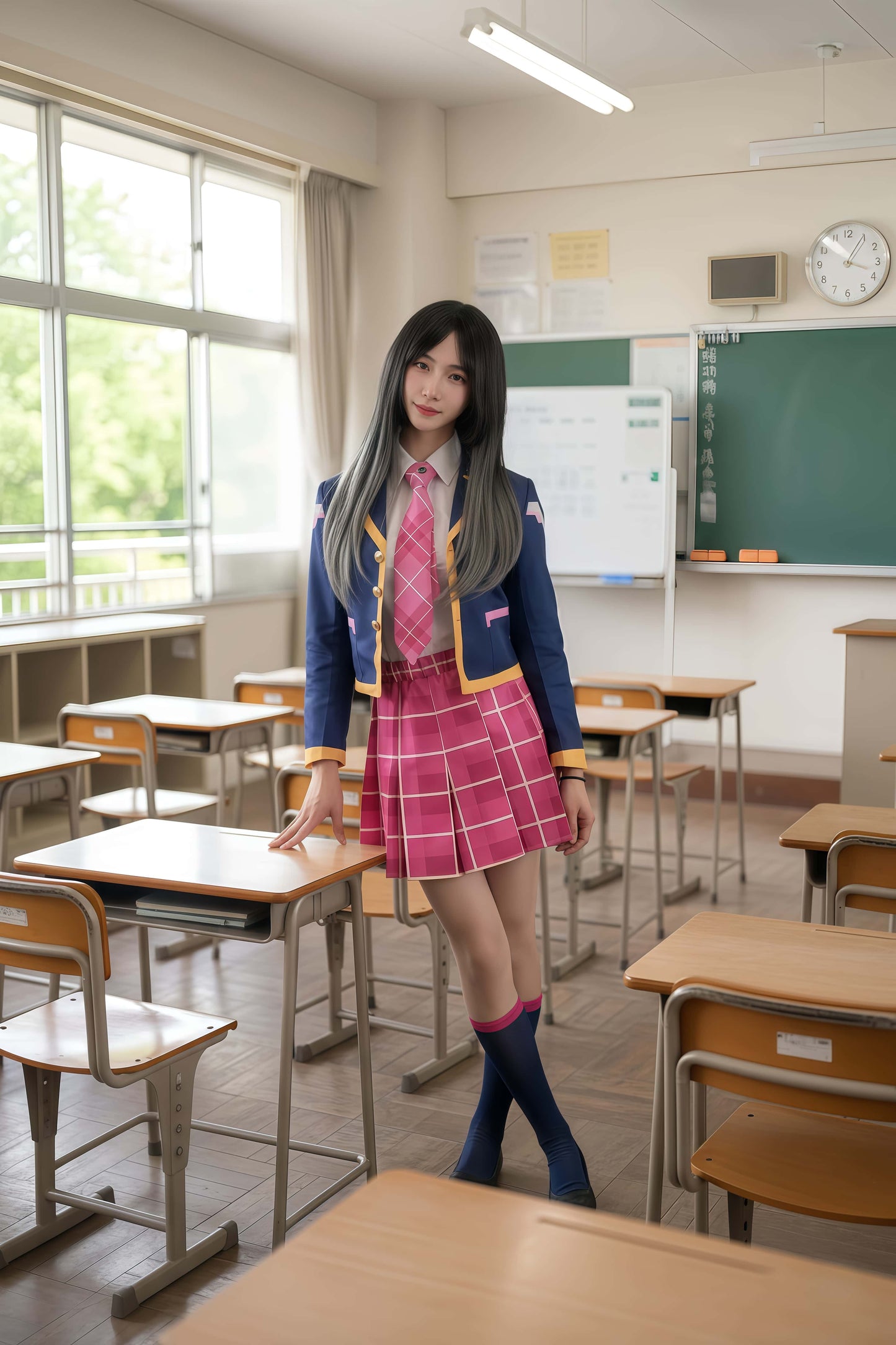 Anime Style Cosplay Halloween Costume Set School Uniform with Jacket and Skirt