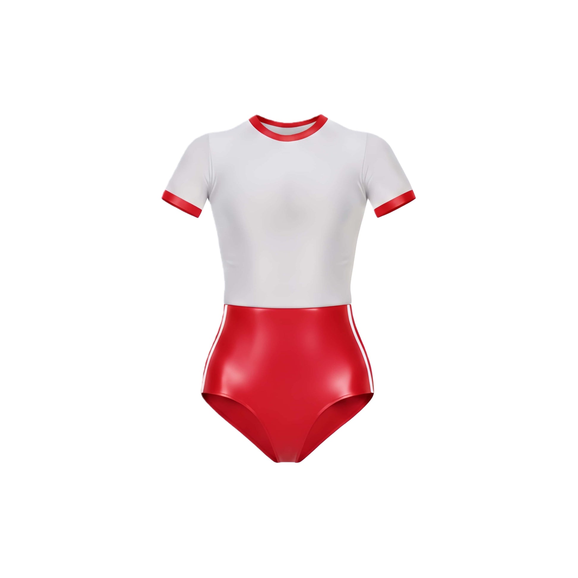 Red and white swimsuit on a white background