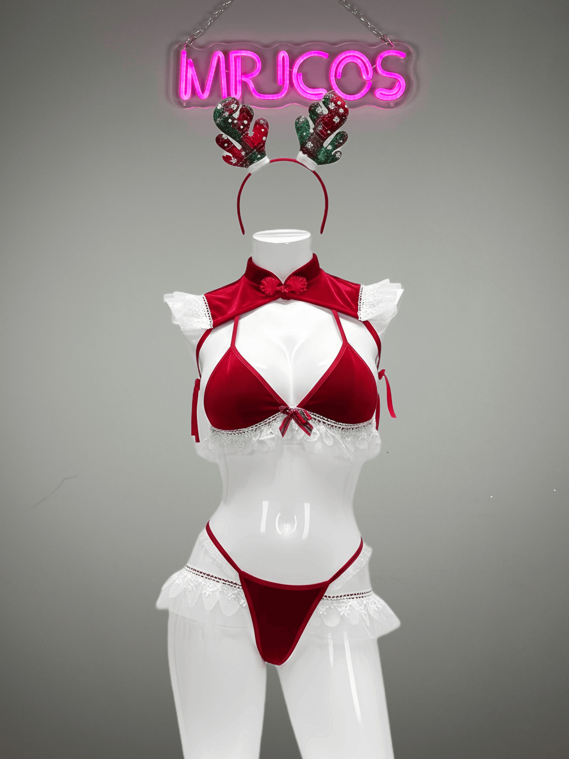 Festive 4-Piece Christmas Cosplay Costume Sexy Holiday Party Lingerie Bikini Set