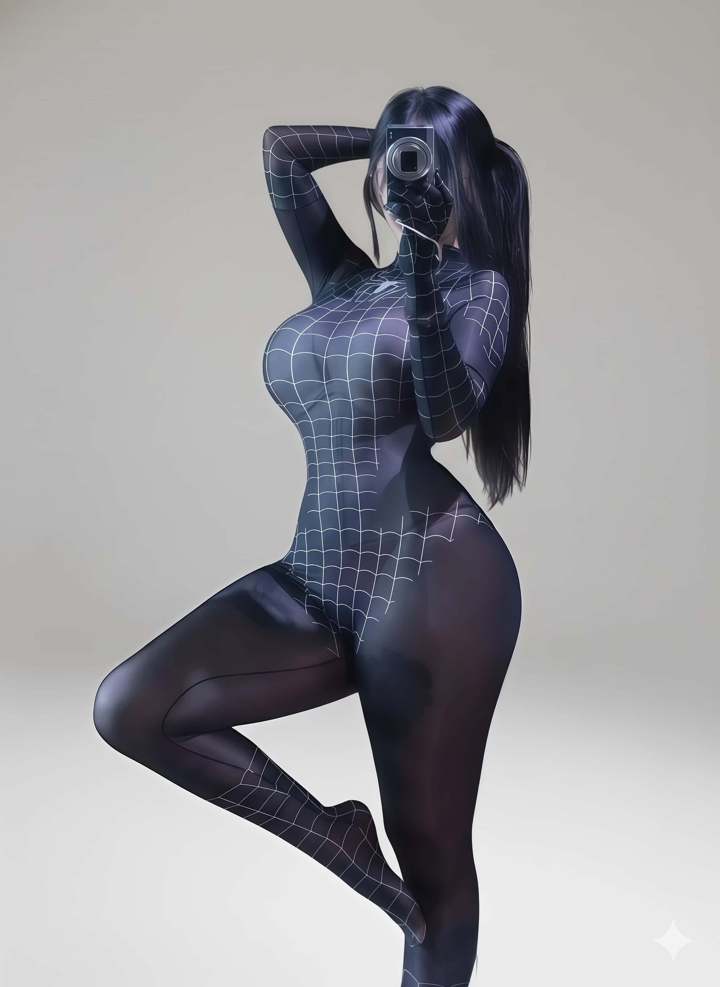 Super Hero Spider Sheer 10D Nylon Full Bodysuit Body Stocking Lingerie