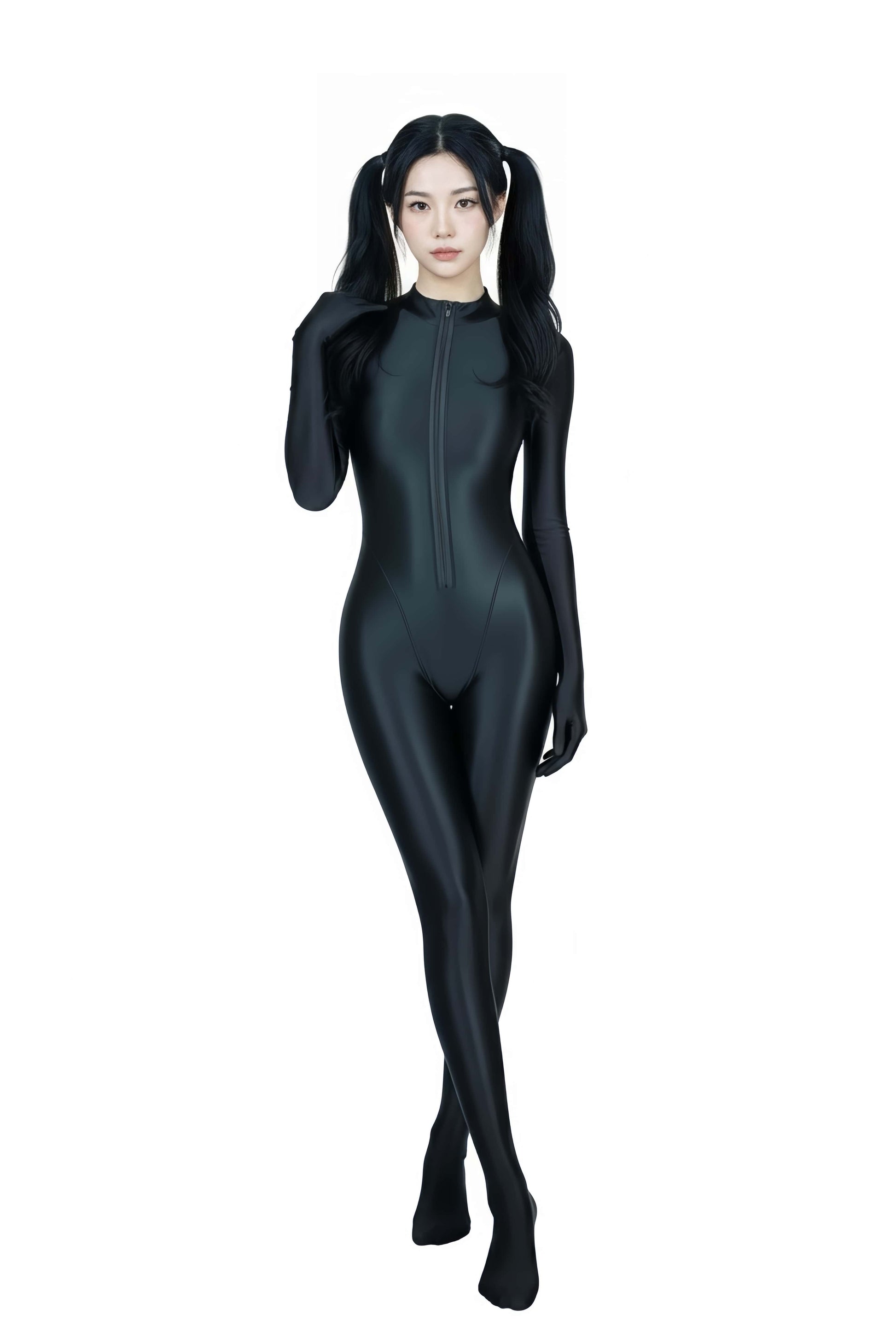 Premium High-Gloss Zentai Performance Suit – Full Coverage with Crotch Zipper