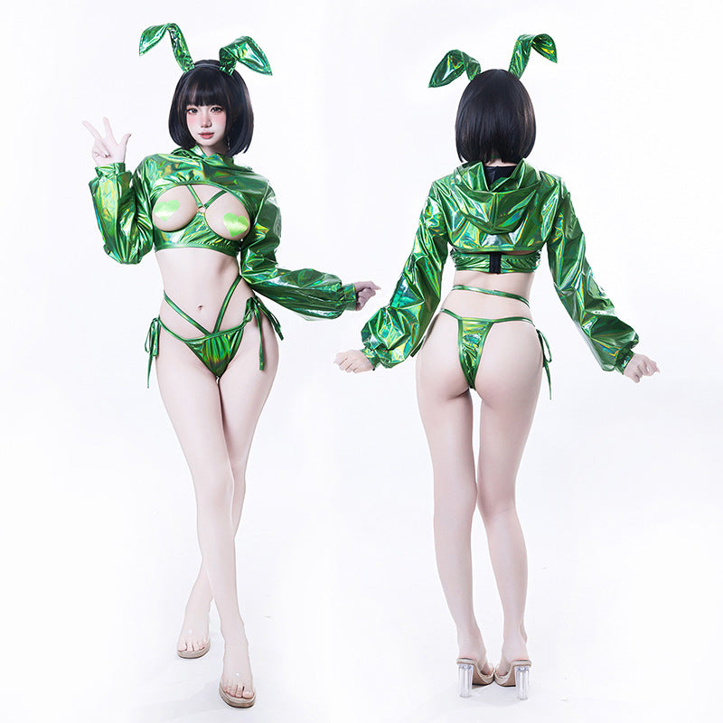 Anime Bunny Girl Style Neo Chrome Spandex Swimwear Sexy Bikini Cosplay Lingerie