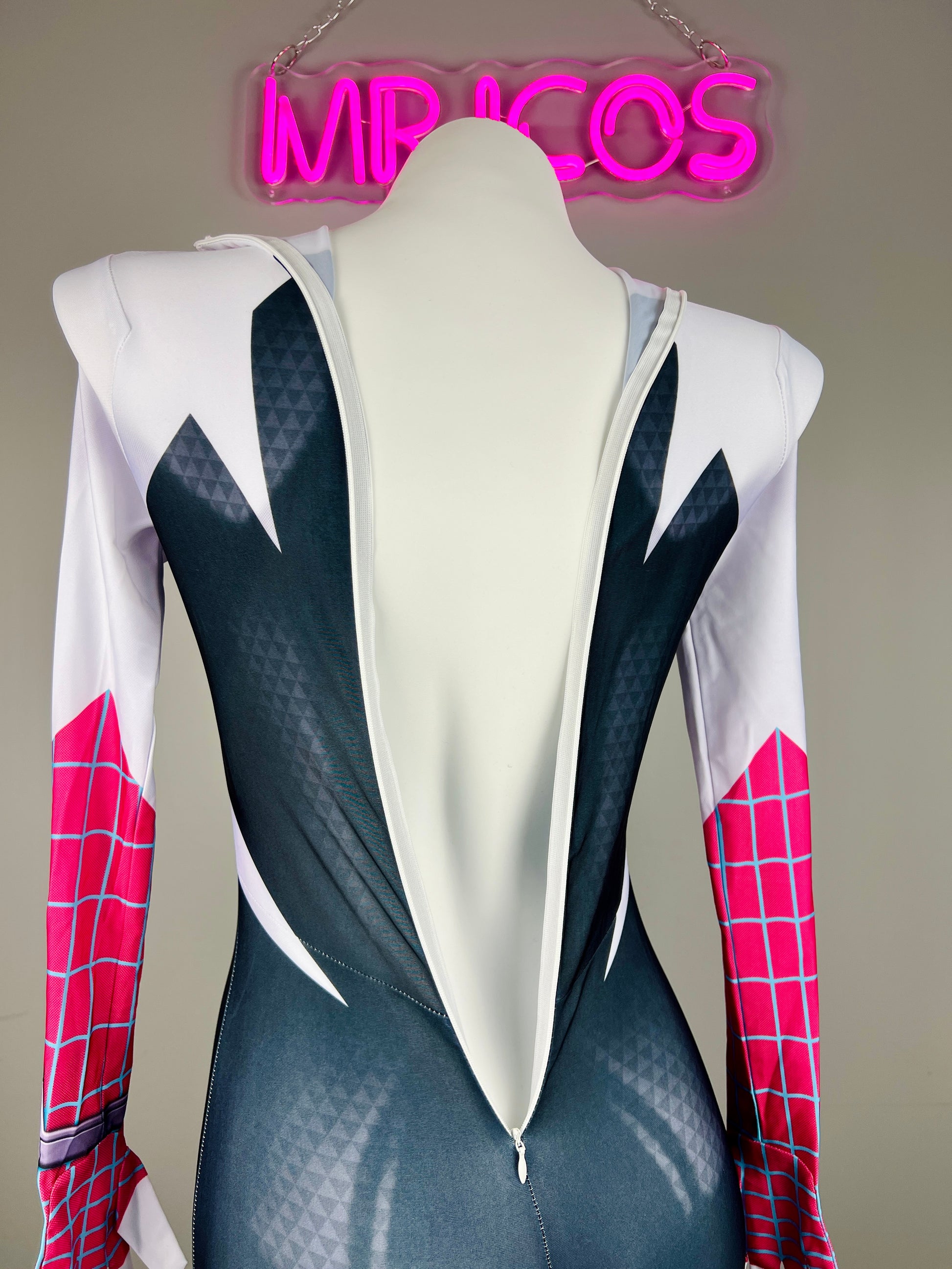 Super Hero Spider Gwen Cosplay Full Bodysuit Halloween Costume Zentai