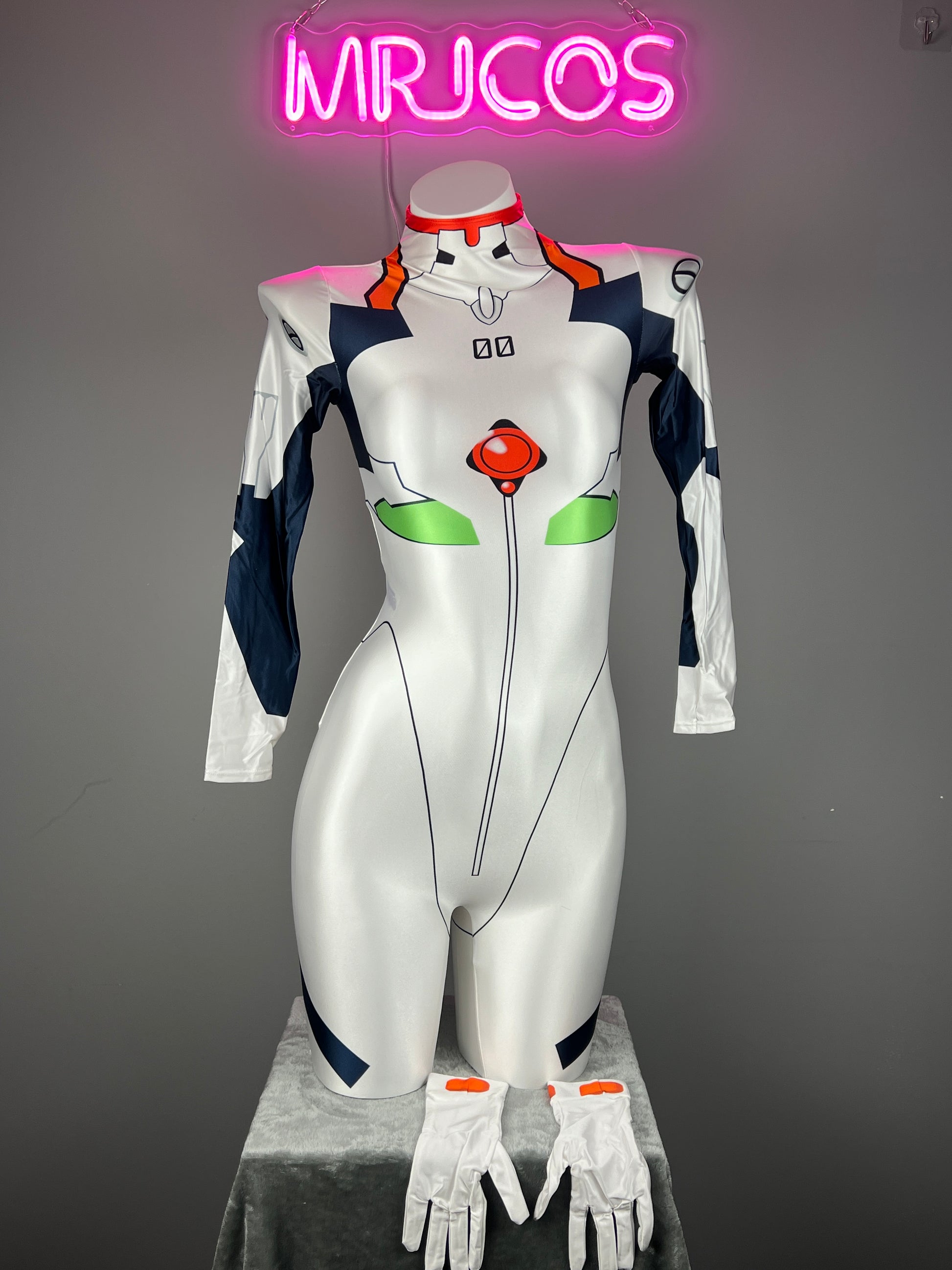 Anime Evangelion Rei Inspired Cosplay Spandex Bodysuit Plug Suit Halloween Costume