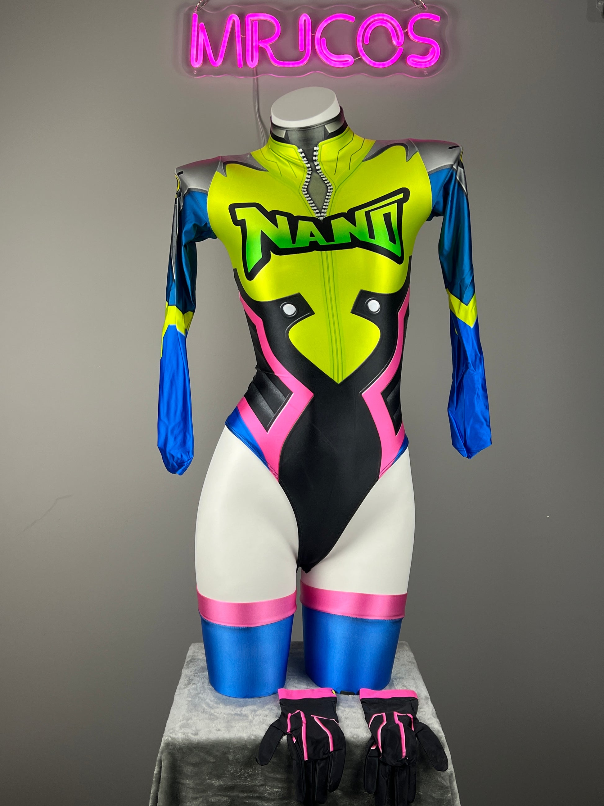 Overwatch DVA Spandex Cosplay Open Crotch BodySuit Halloween Costume