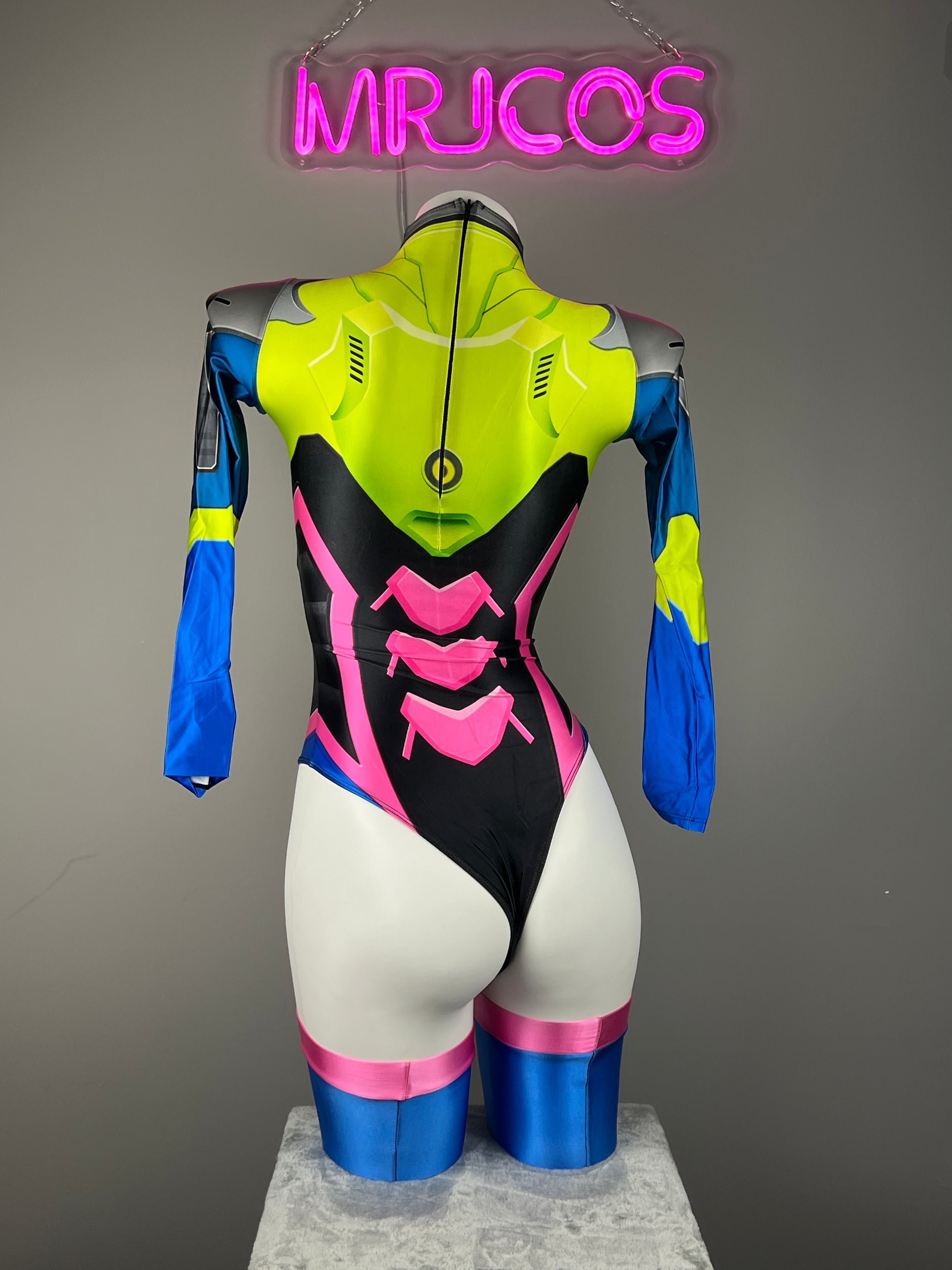 Overwatch DVA Spandex Cosplay Open Crotch BodySuit Halloween Costume