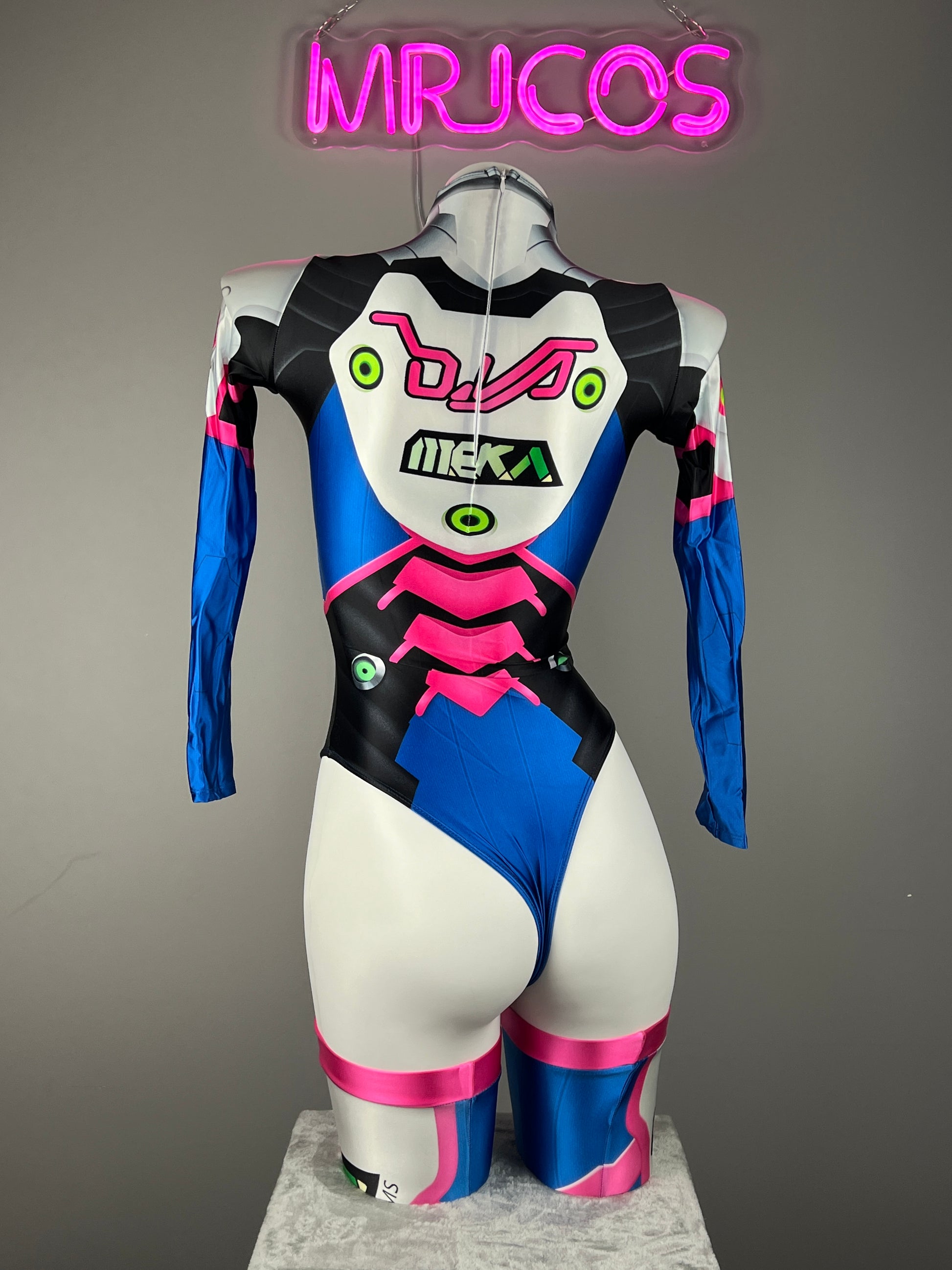 Overwatch DVA Spandex Cosplay Open Crotch BodySuit Halloween Costume