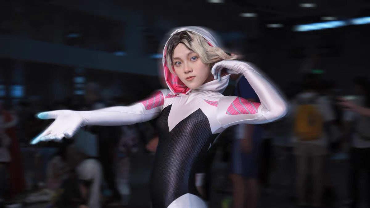 Spider-Gwen Cosplay Bodysuit | Ghost-Spider Hooded Zentai Suit