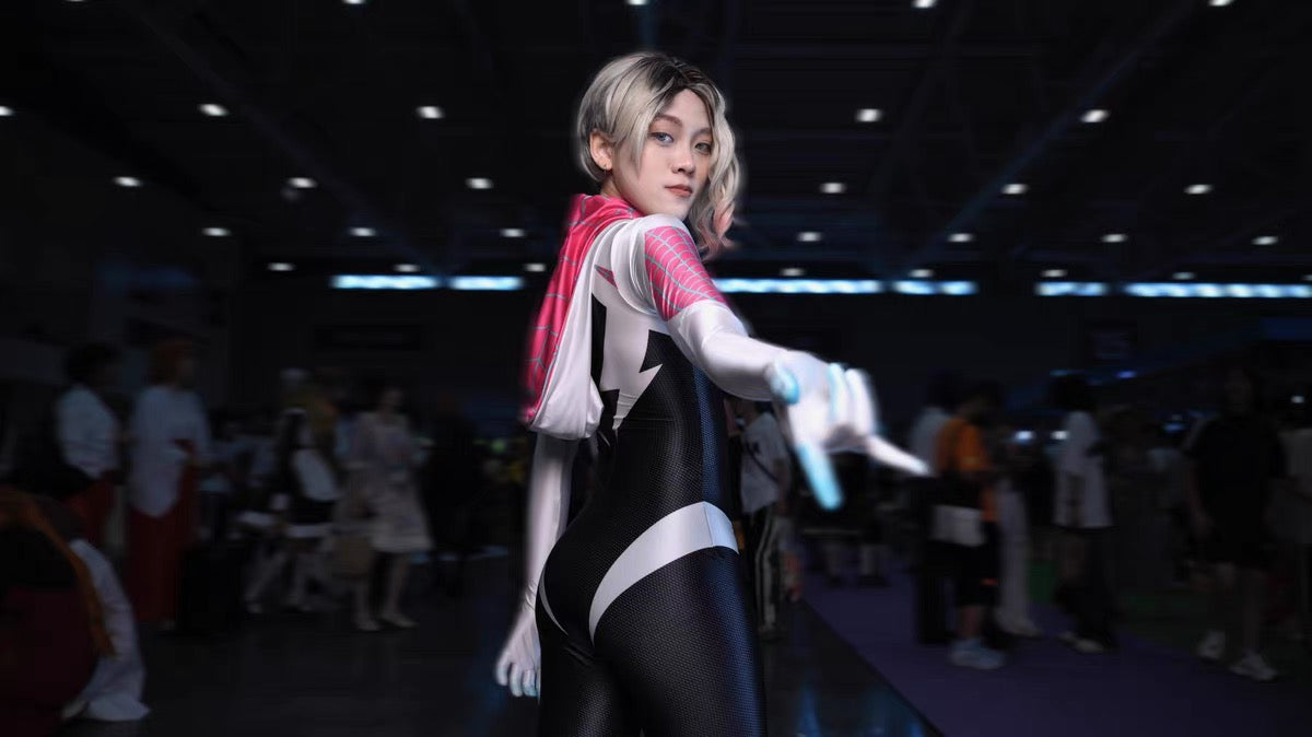 Spider-Gwen Cosplay Bodysuit | Ghost-Spider Hooded Zentai Suit